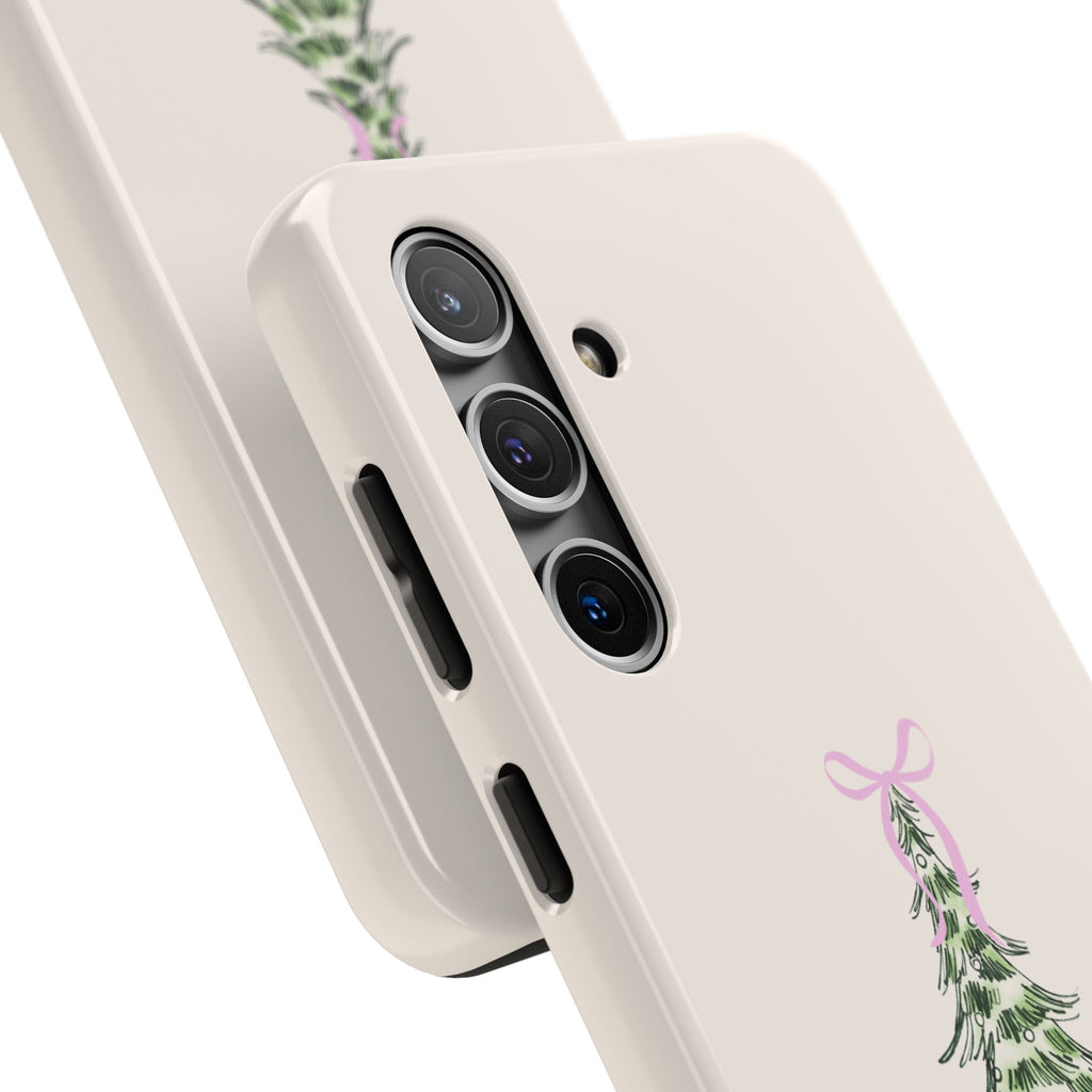 Festive Pink Bow Christmas Tree Phone Case