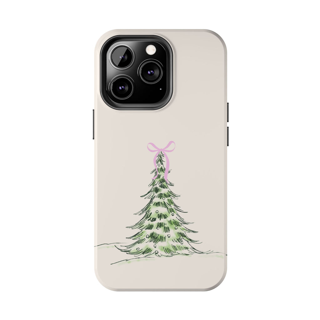 Festive Pink Bow Christmas Tree Phone Case