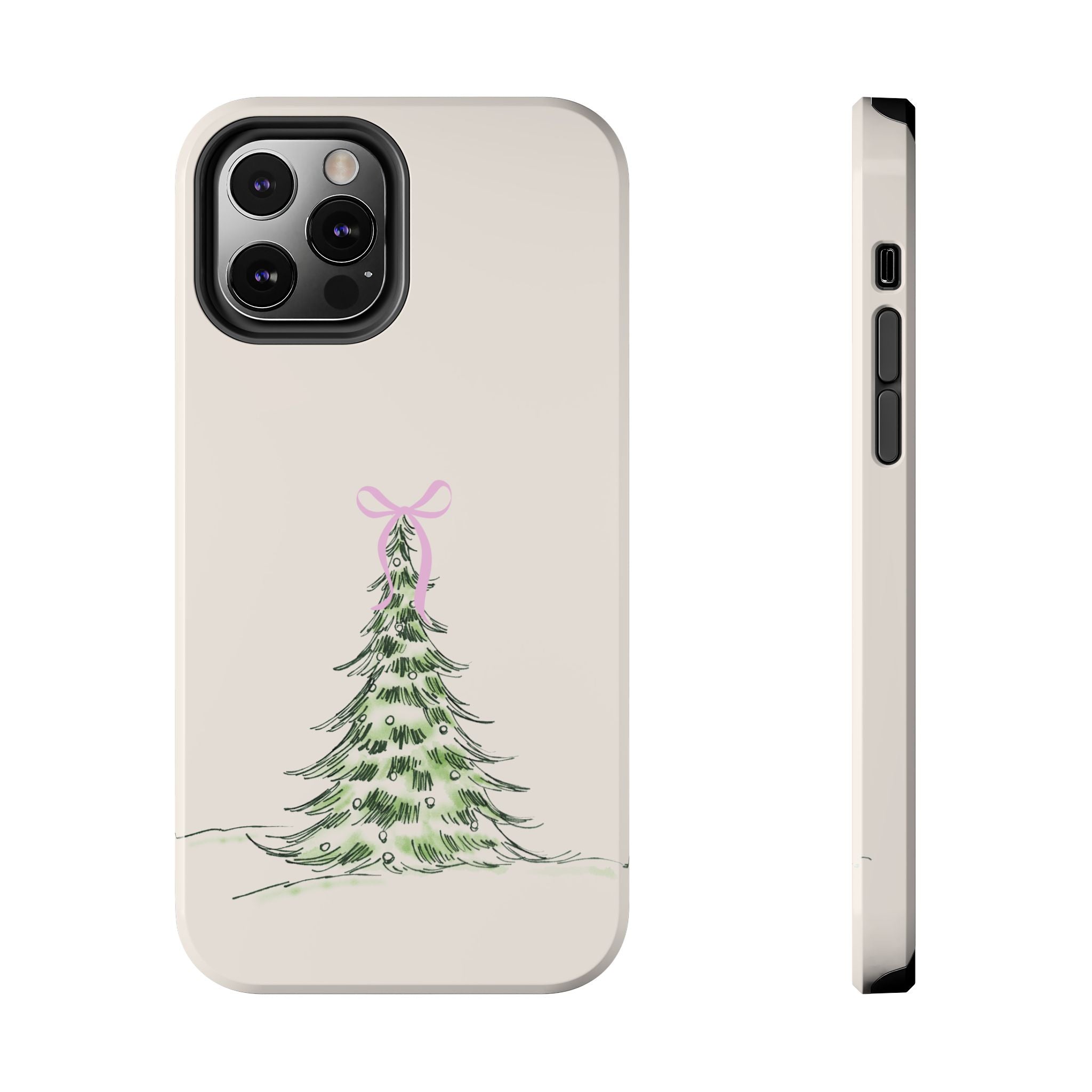 Festive Pink Bow Christmas Tree Phone Case