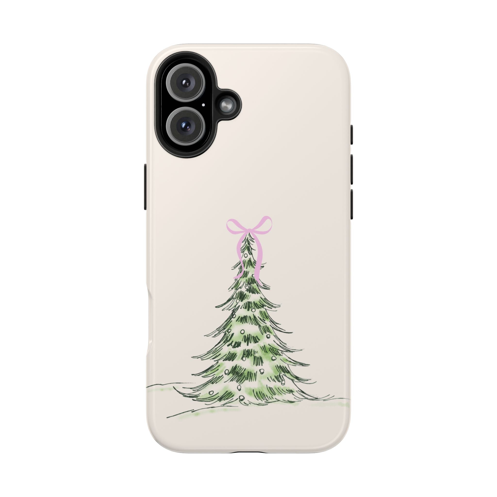 Festive Pink Bow Christmas Tree Phone Case