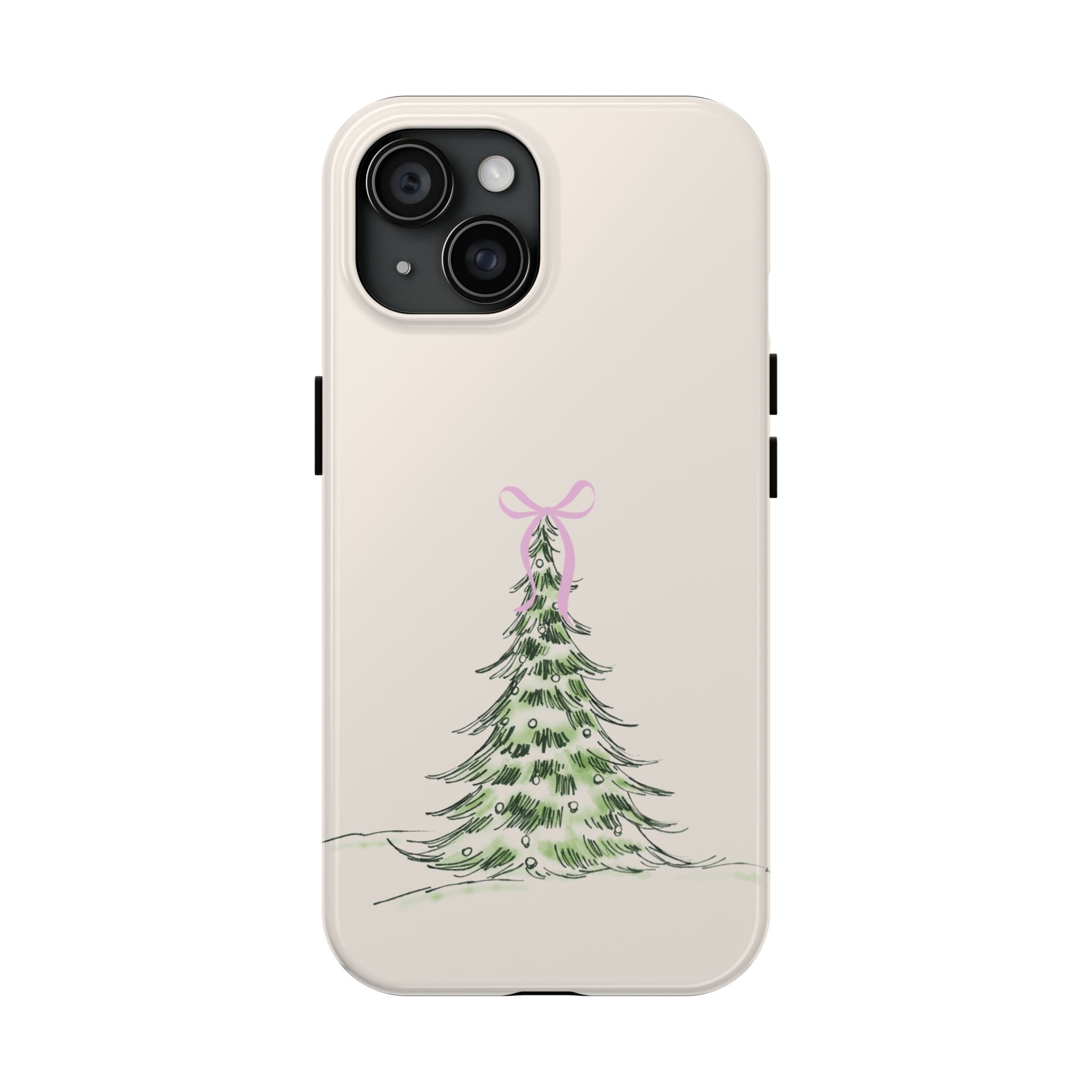 Festive Pink Bow Christmas Tree Phone Case