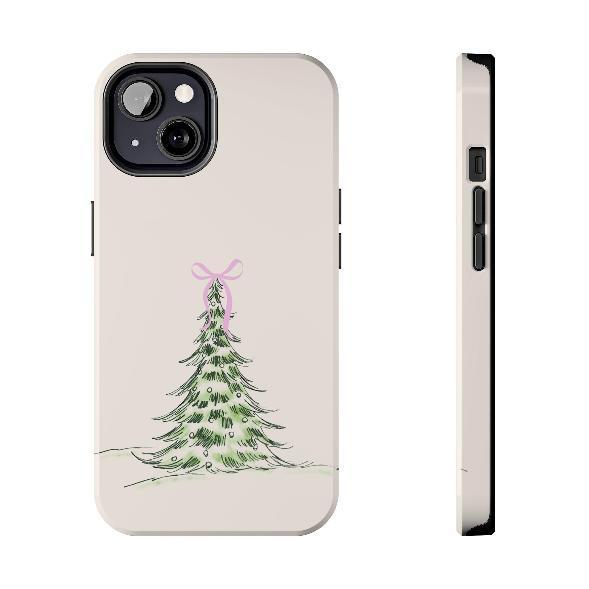 Festive Pink Bow Christmas Tree Phone Case