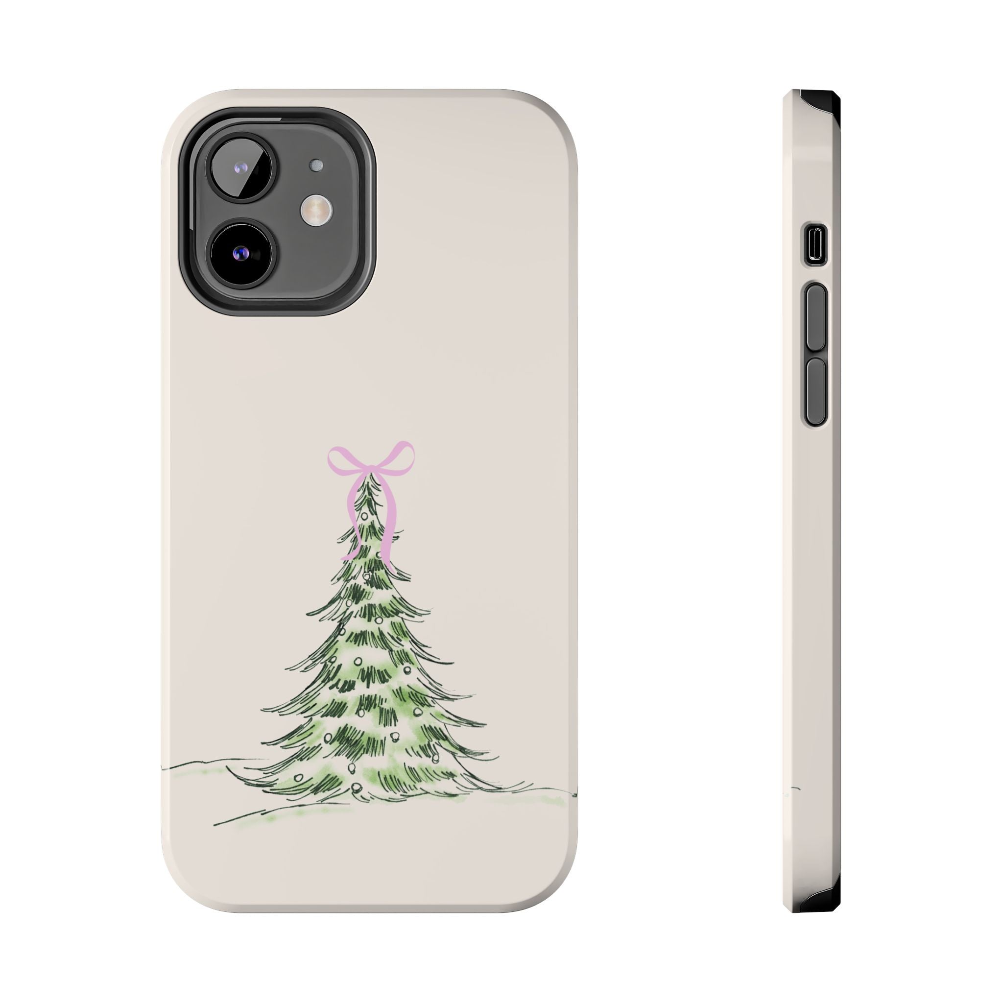 Festive Pink Bow Christmas Tree Phone Case