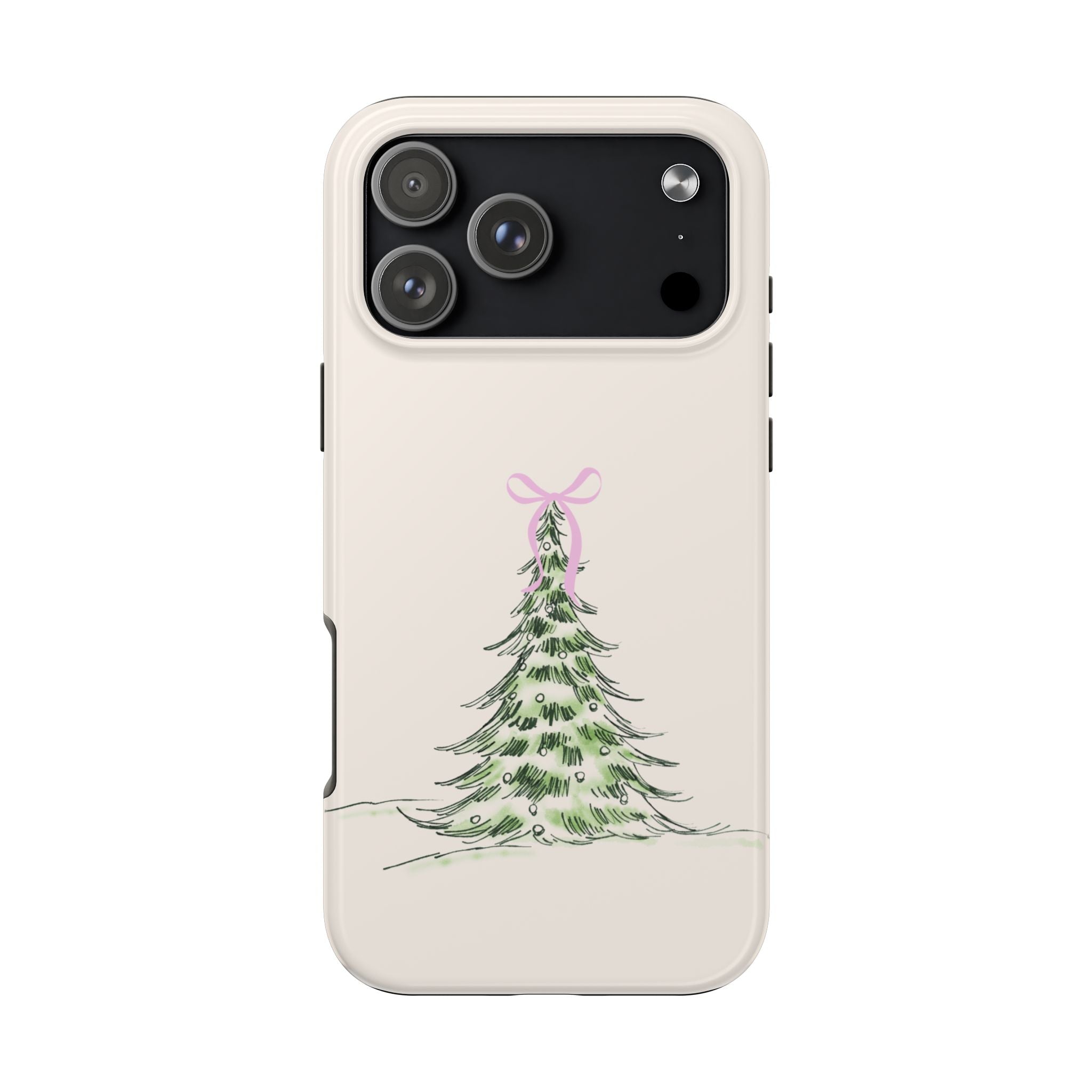 Festive Pink Bow Christmas Tree Phone Case