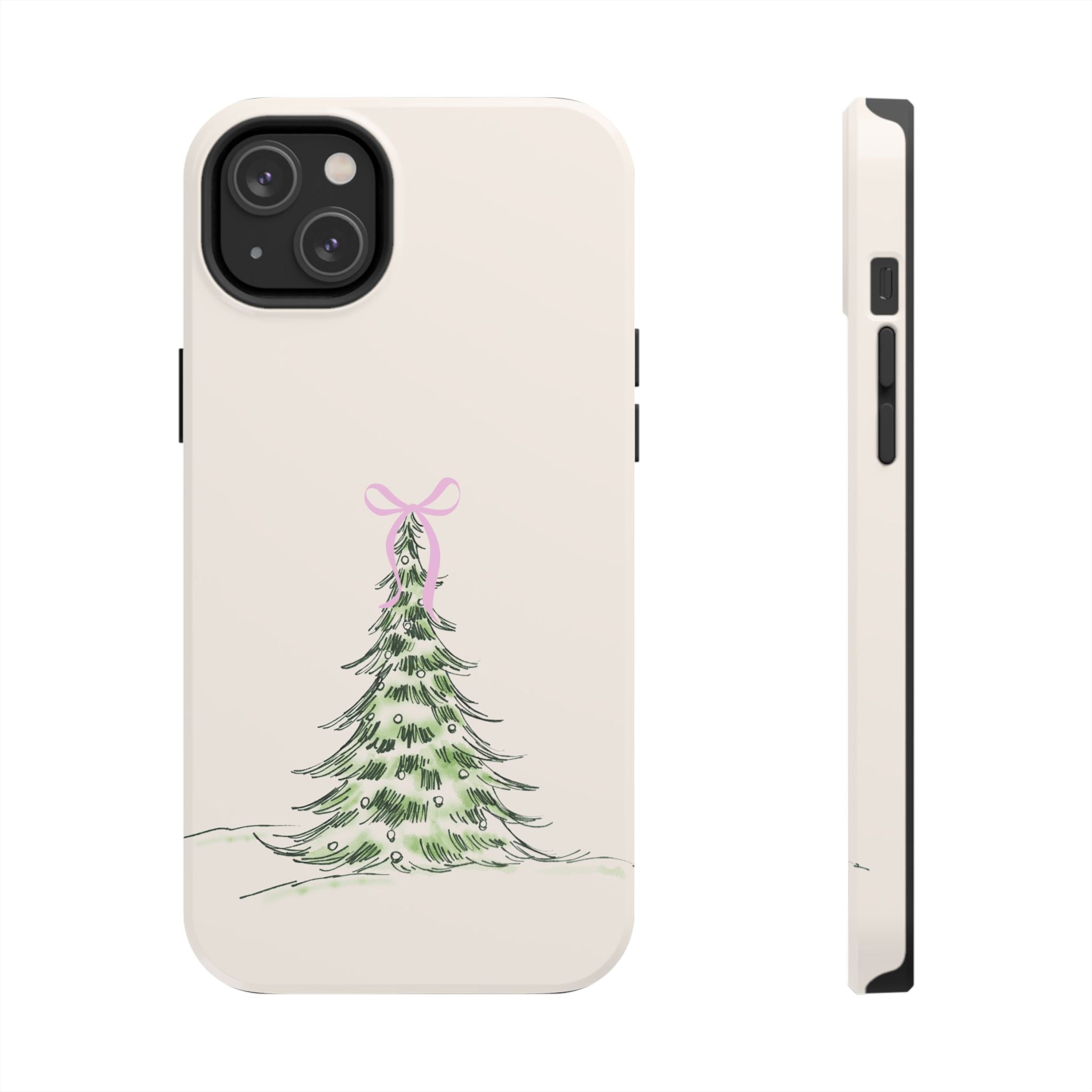 Festive Pink Bow Christmas Tree Phone Case