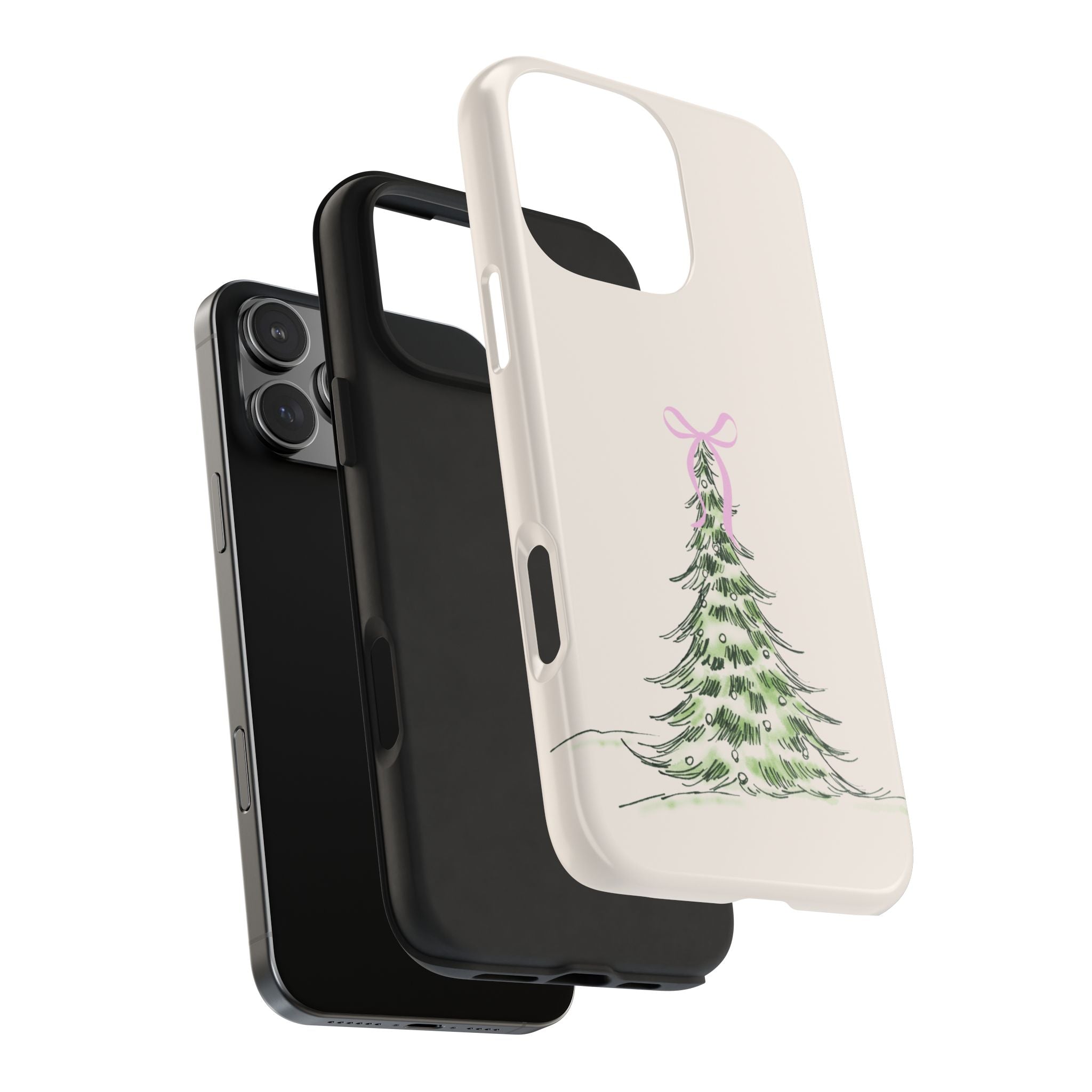 Festive Pink Bow Christmas Tree Phone Case