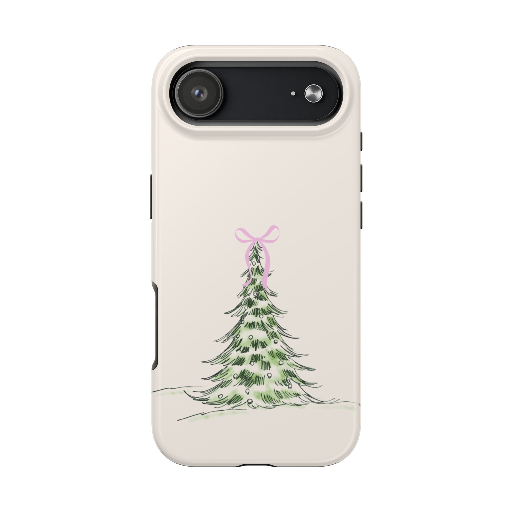 Festive Pink Bow Christmas Tree Phone Case