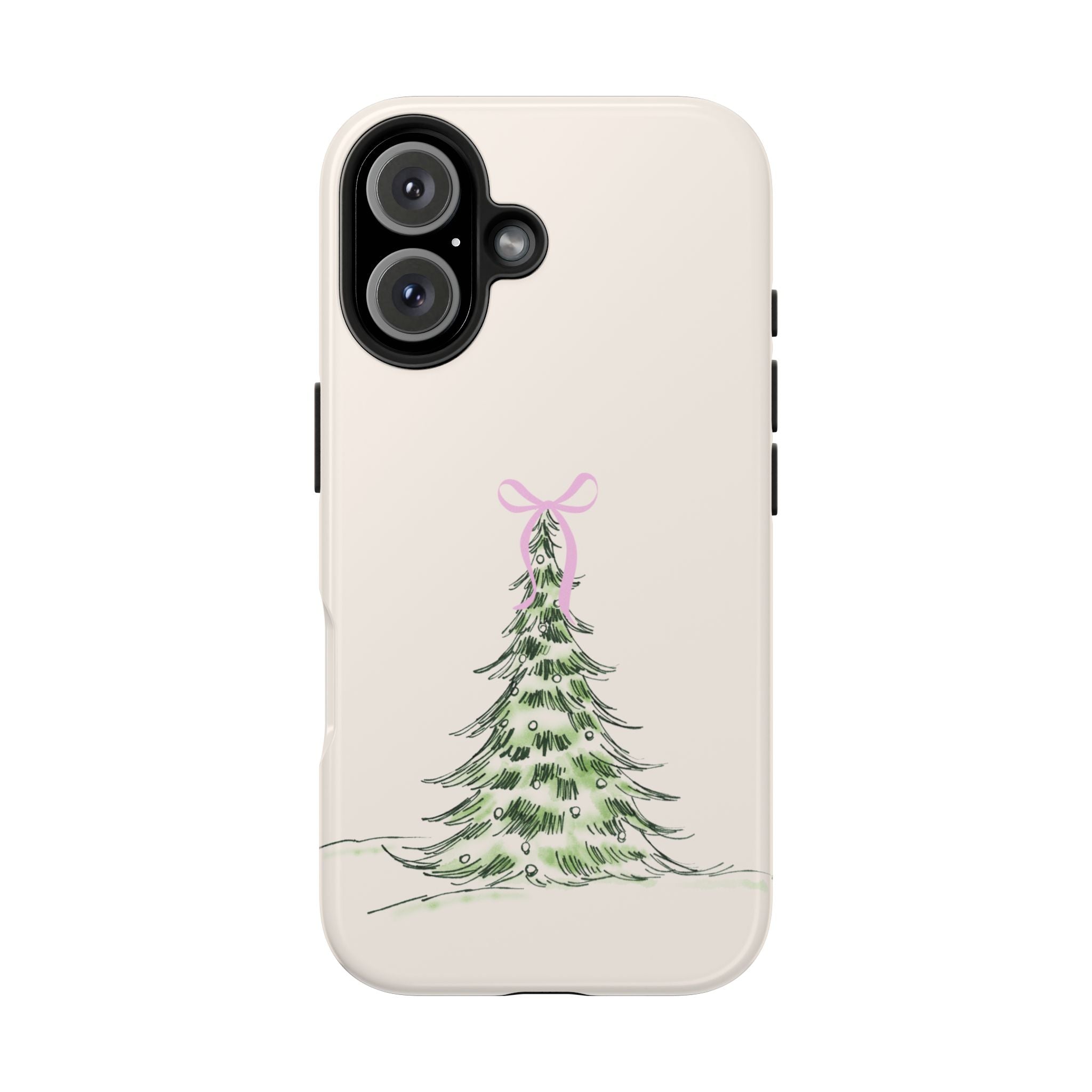 Festive Pink Bow Christmas Tree Phone Case