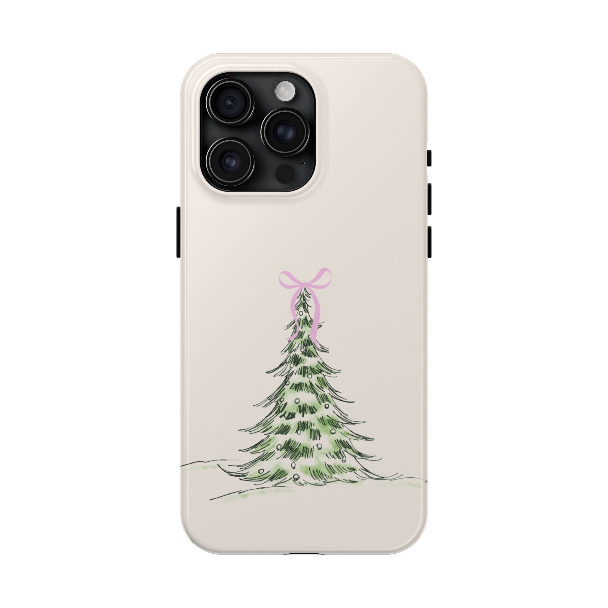 Festive Pink Bow Christmas Tree Phone Case