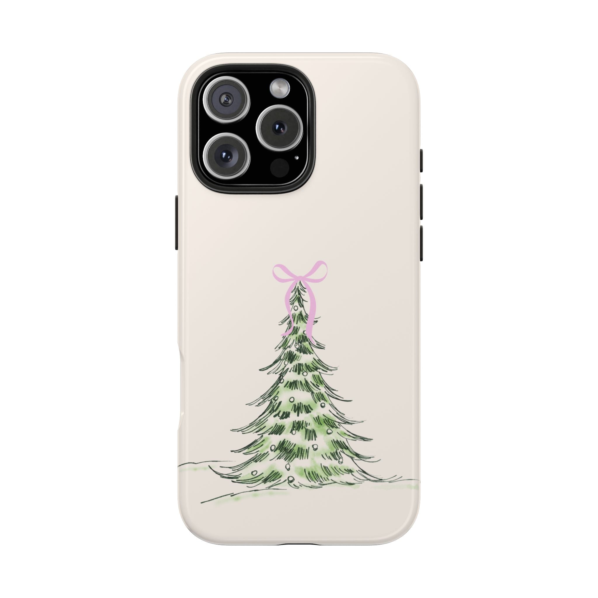 Festive Pink Bow Christmas Tree Phone Case