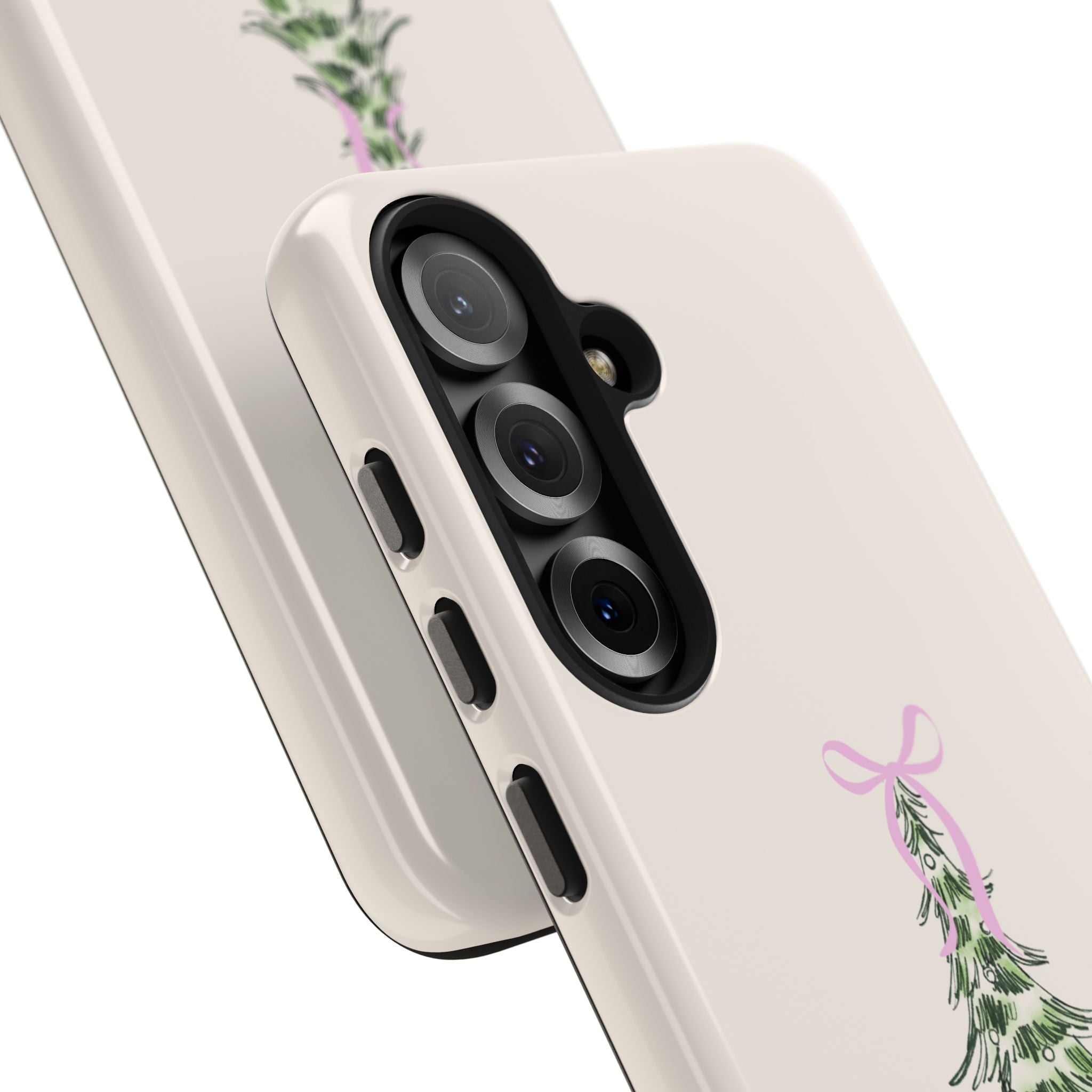 Festive Pink Bow Christmas Tree Phone Case