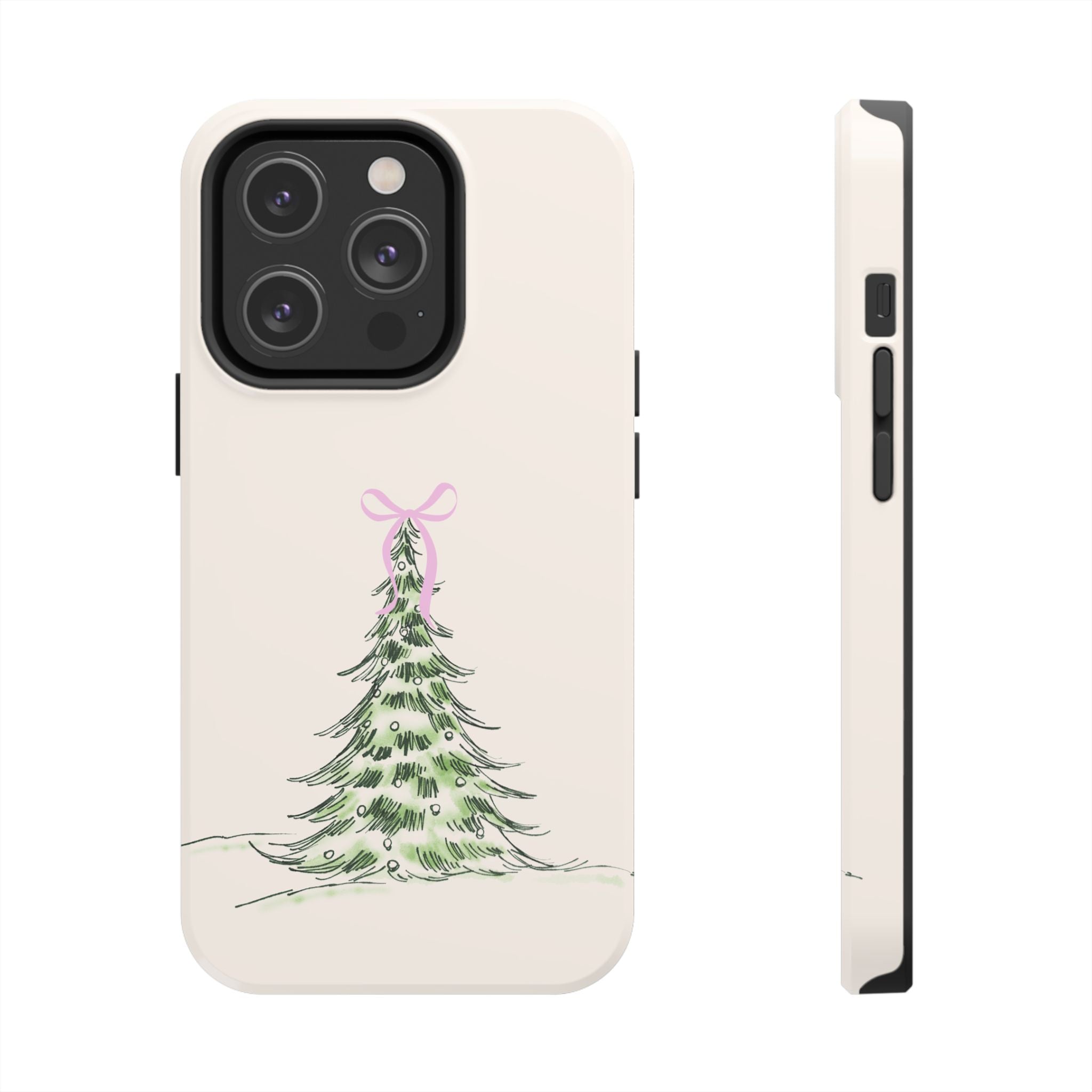 Festive Pink Bow Christmas Tree Phone Case