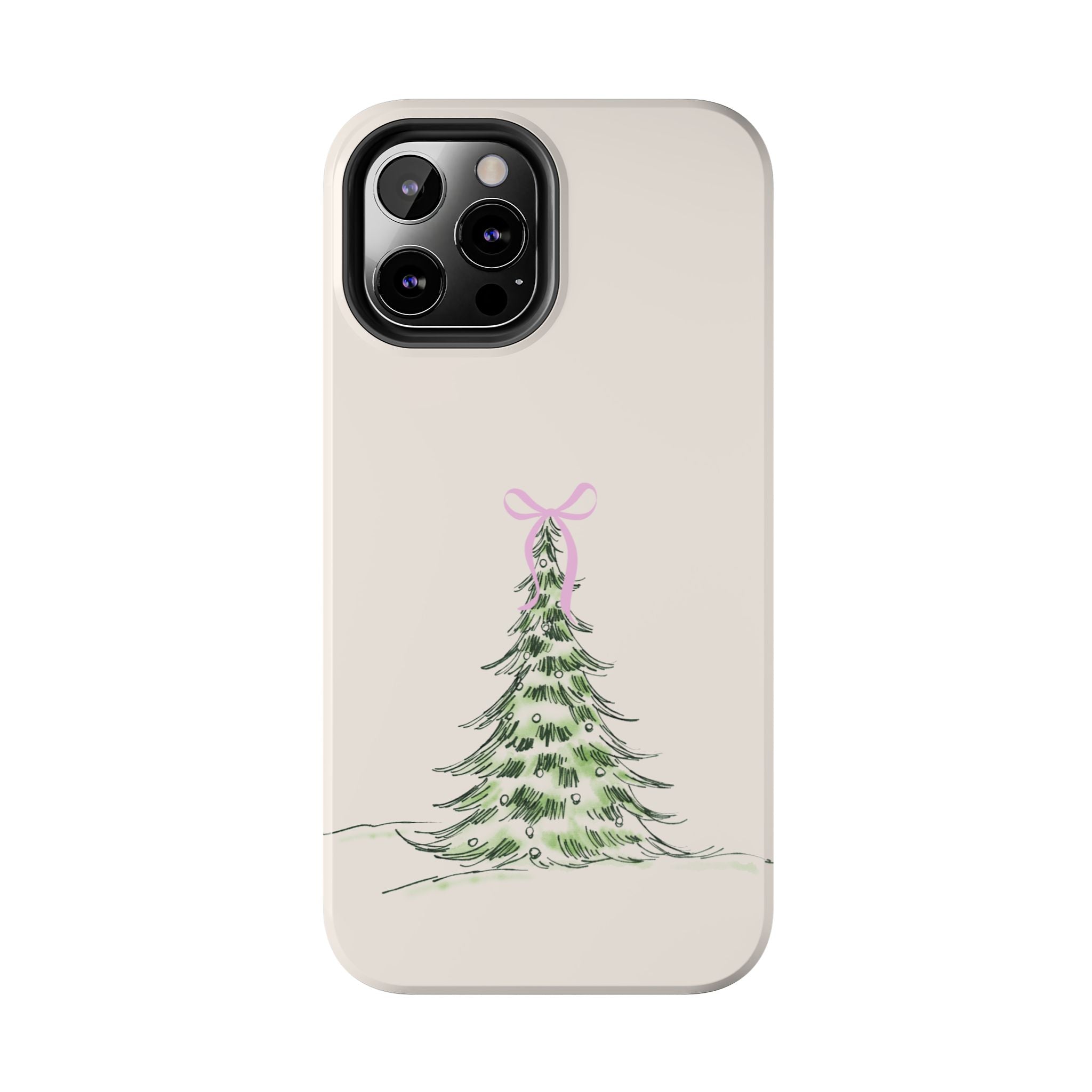 Festive Pink Bow Christmas Tree Phone Case