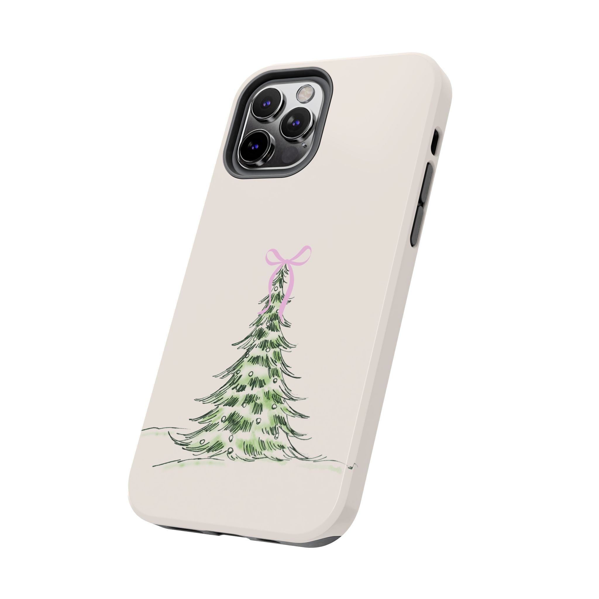 Festive Pink Bow Christmas Tree Phone Case