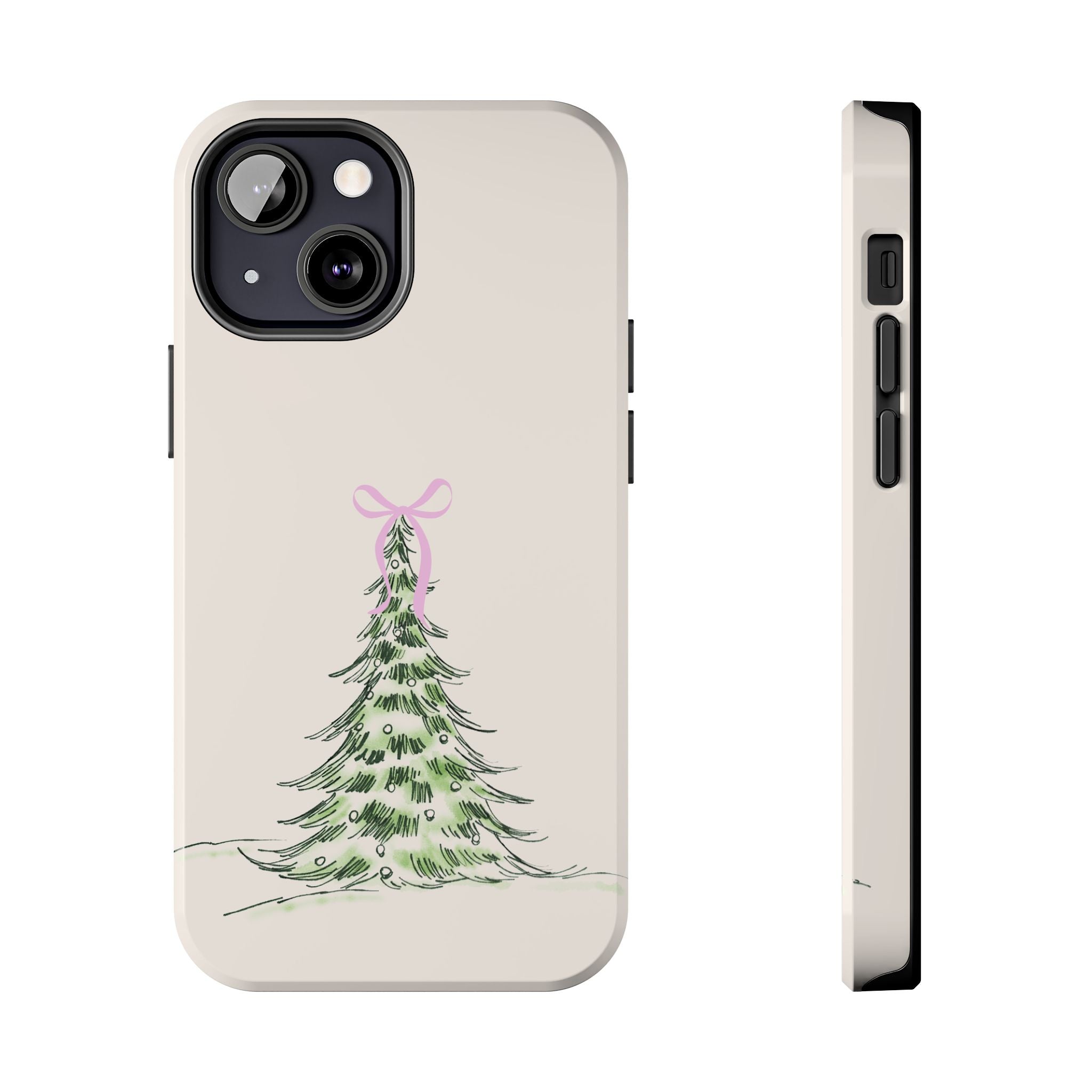 Festive Pink Bow Christmas Tree Phone Case