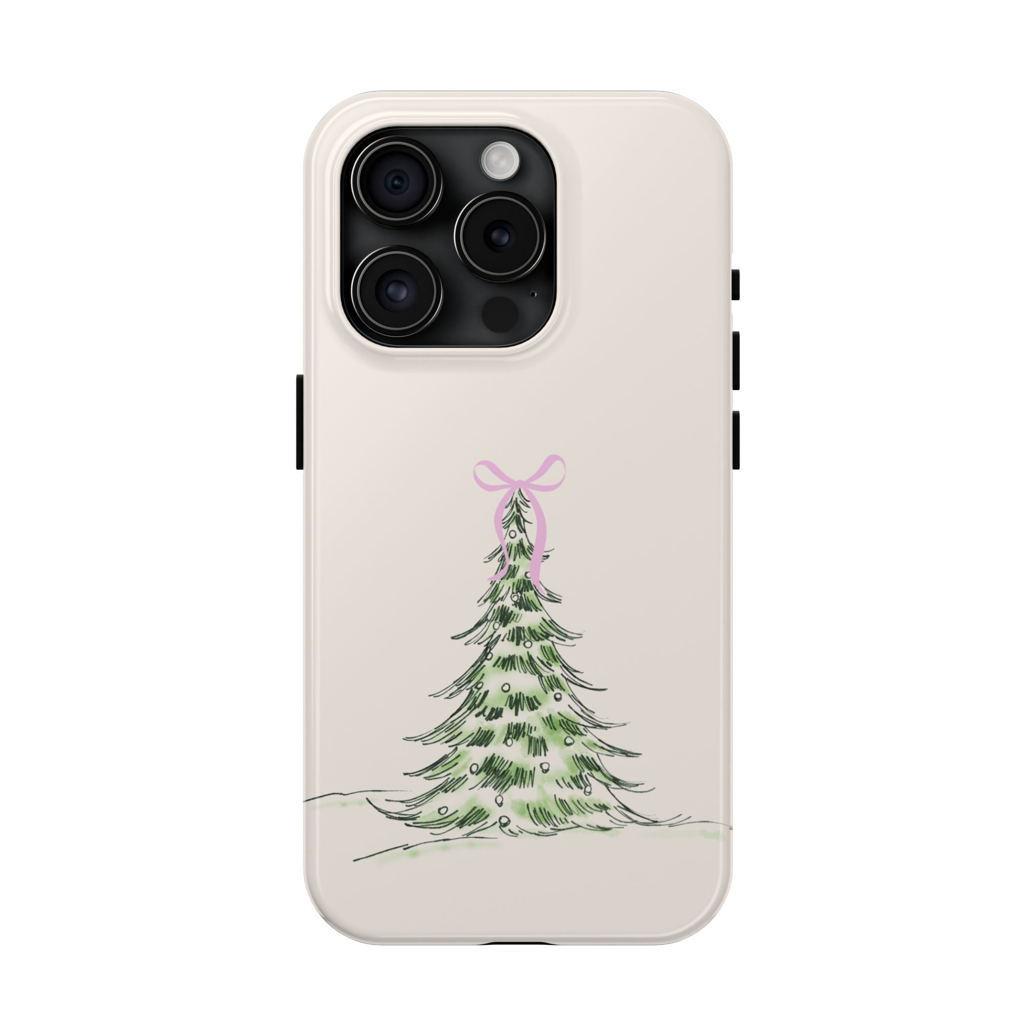 Festive Pink Bow Christmas Tree Phone Case