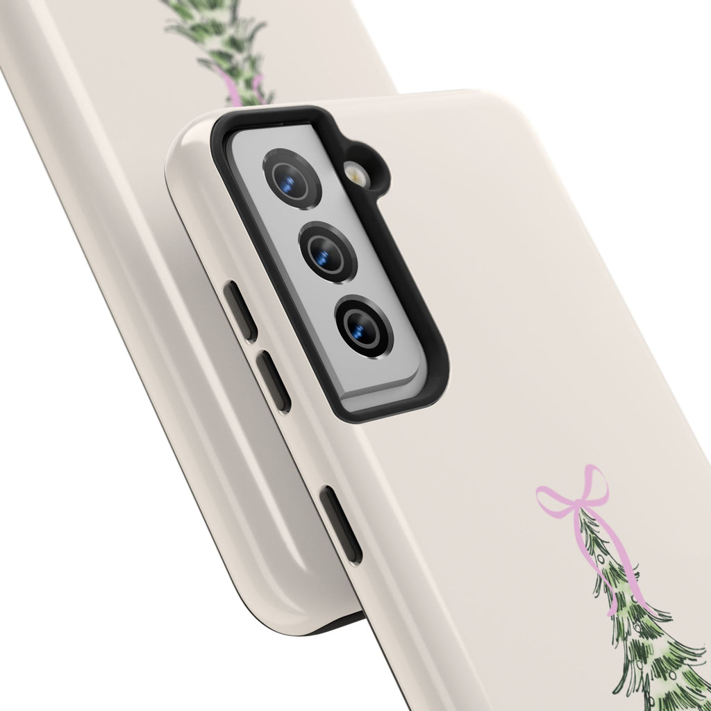 Festive Pink Bow Christmas Tree Phone Case