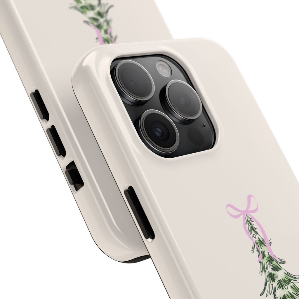 Festive Pink Bow Christmas Tree Phone Case