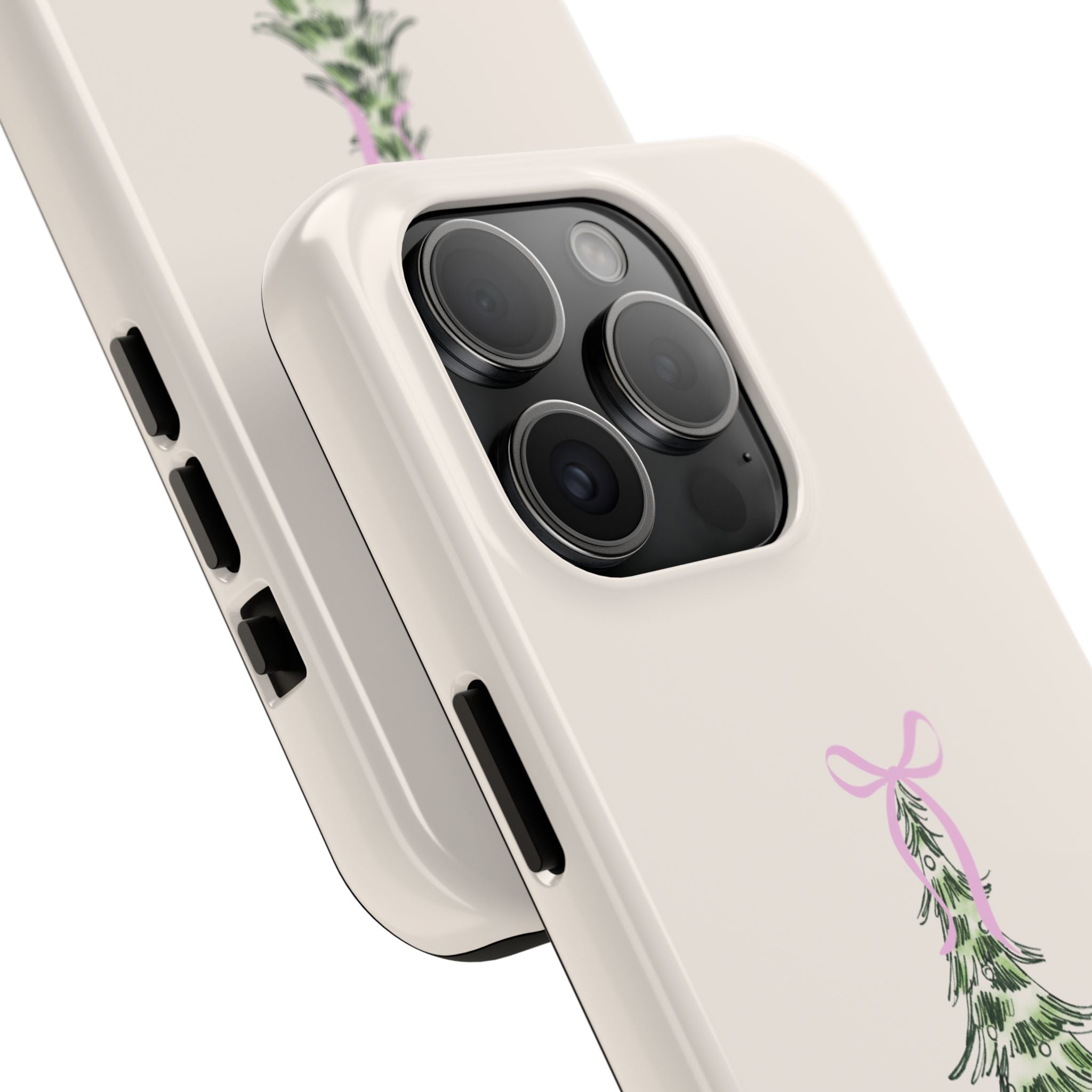 Festive Pink Bow Christmas Tree Phone Case