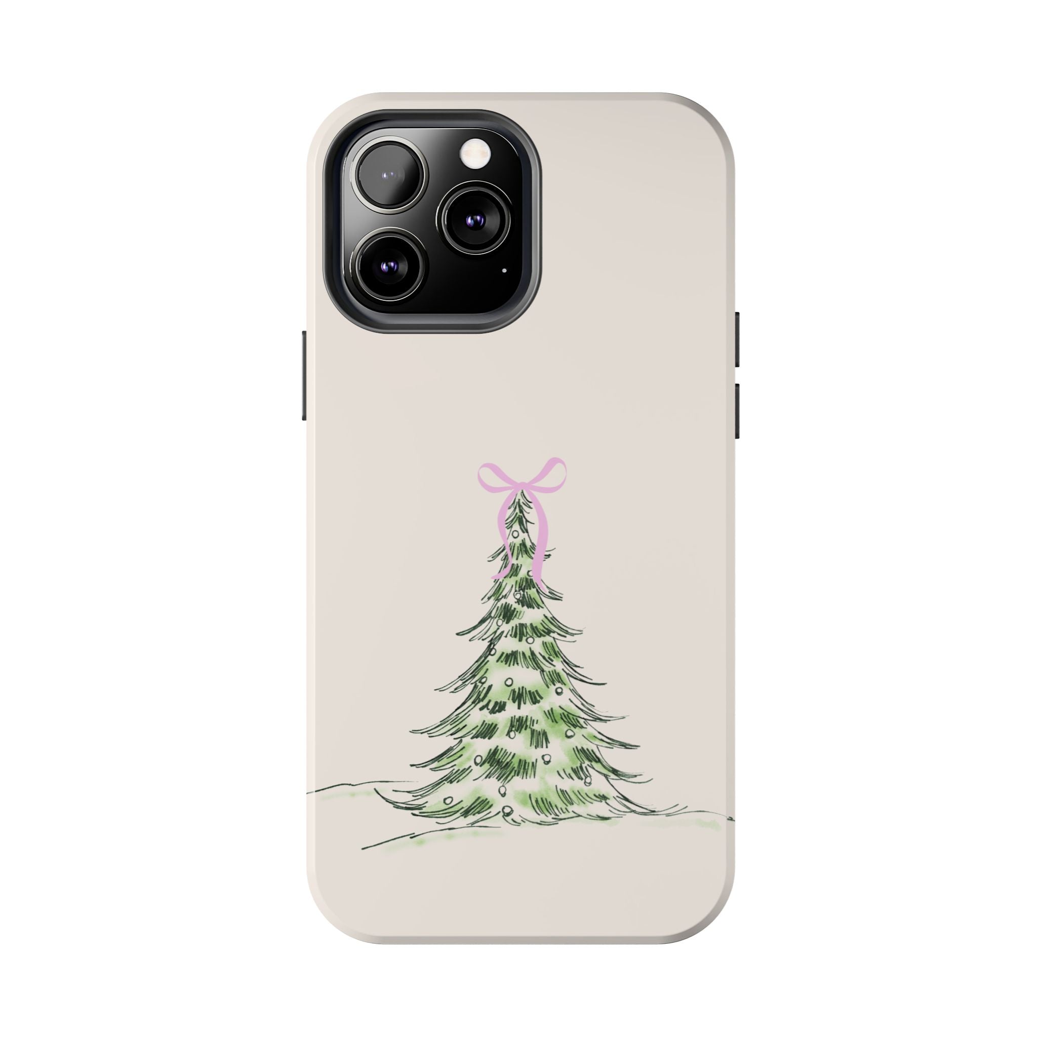 Festive Pink Bow Christmas Tree Phone Case