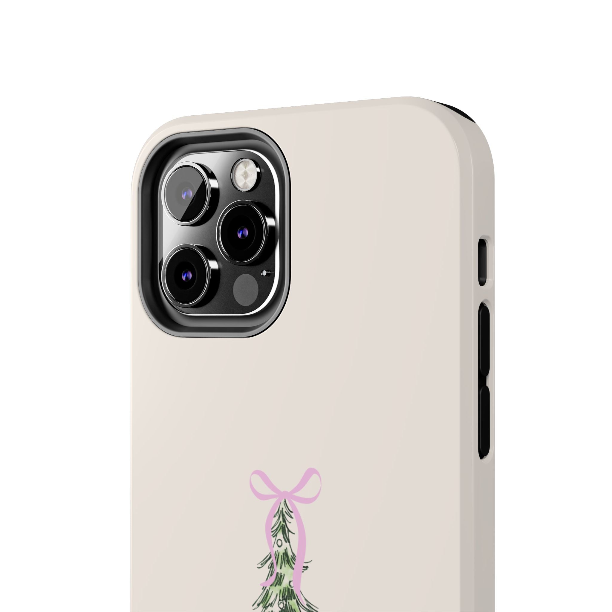 Festive Pink Bow Christmas Tree Phone Case