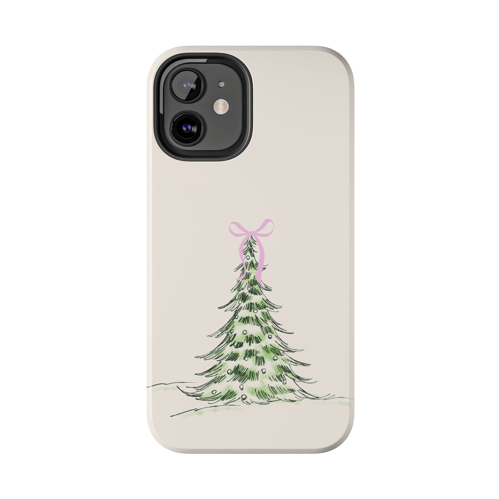 Festive Pink Bow Christmas Tree Phone Case