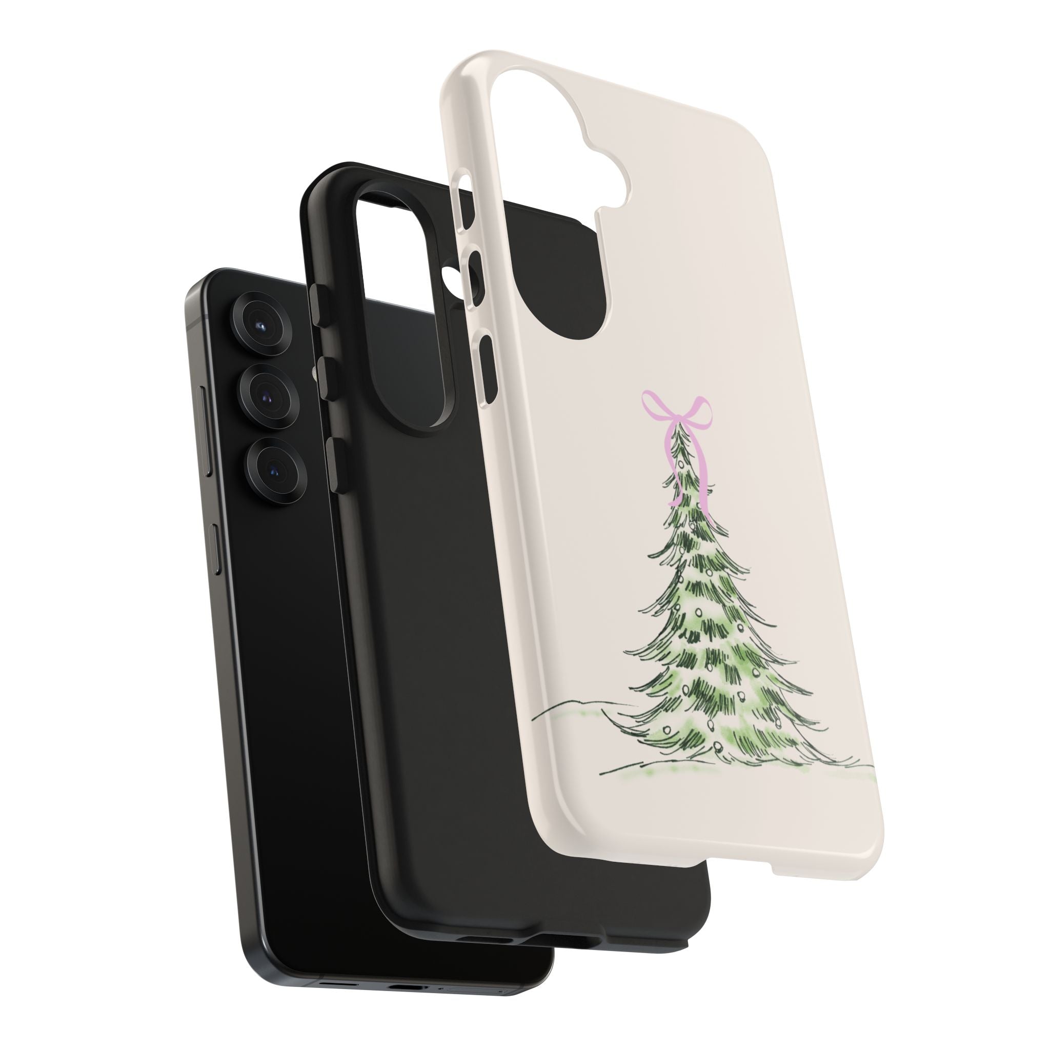 Festive Pink Bow Christmas Tree Phone Case