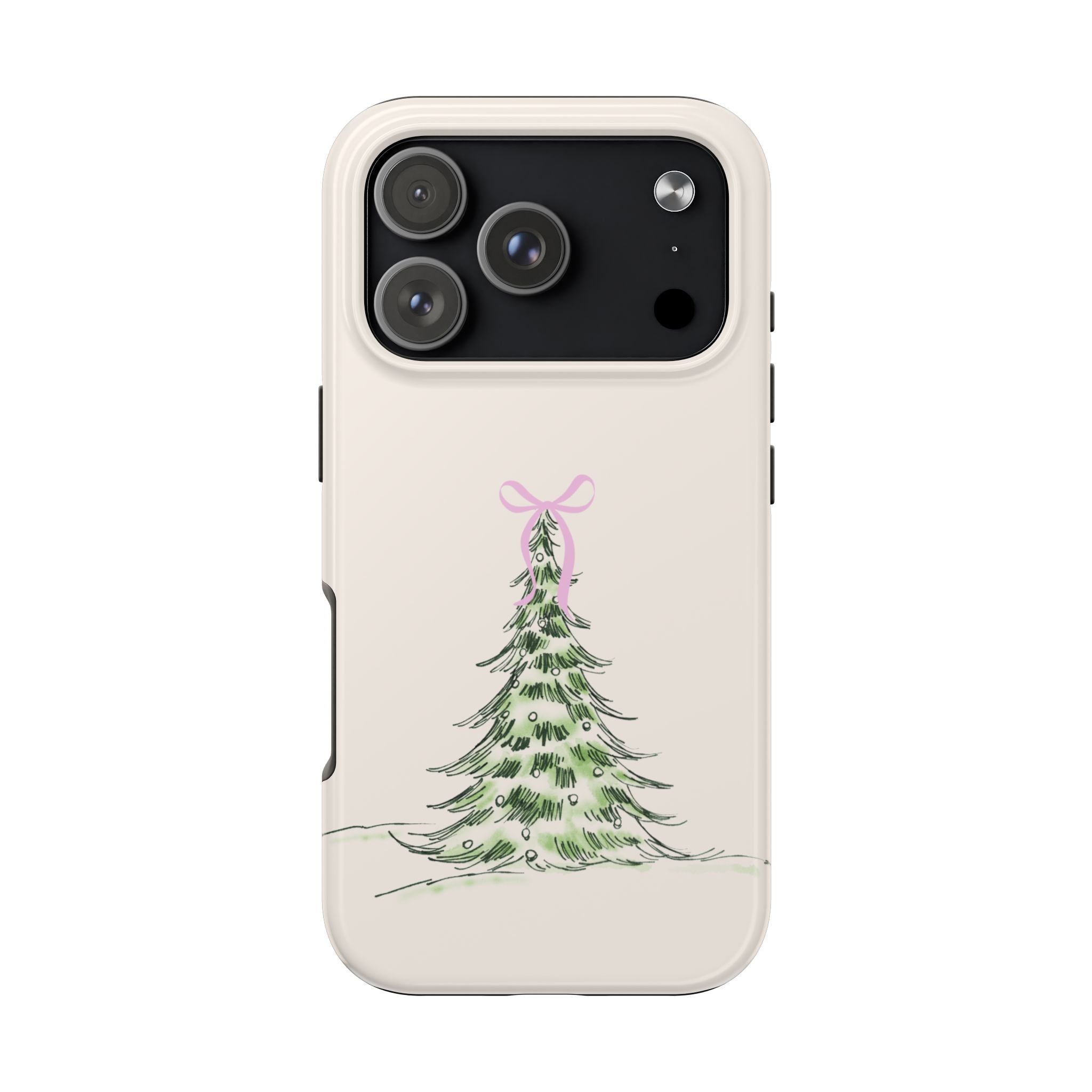 Festive Pink Bow Christmas Tree Phone Case