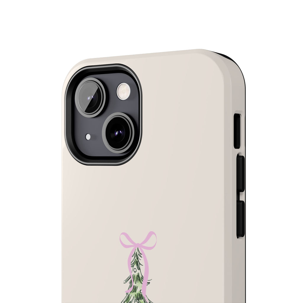Festive Pink Bow Christmas Tree Phone Case