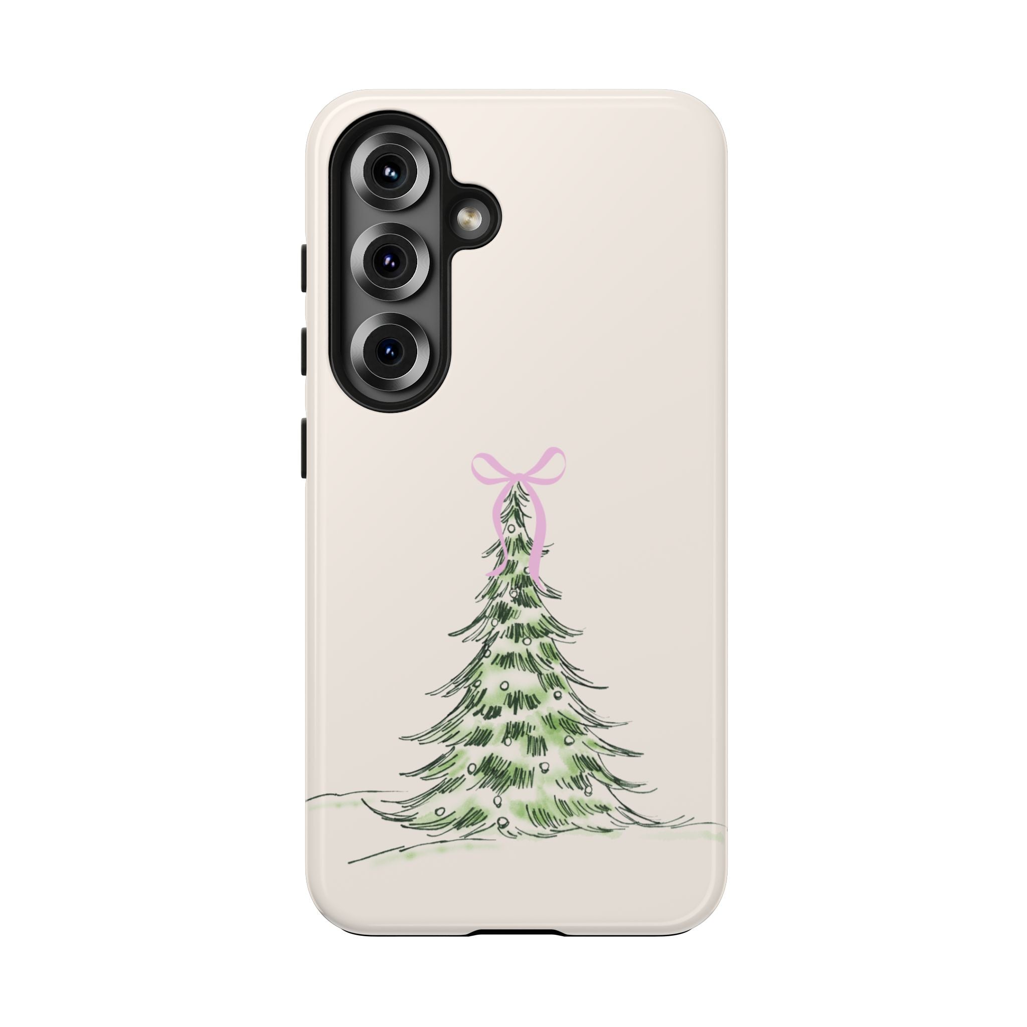 Festive Pink Bow Christmas Tree Phone Case