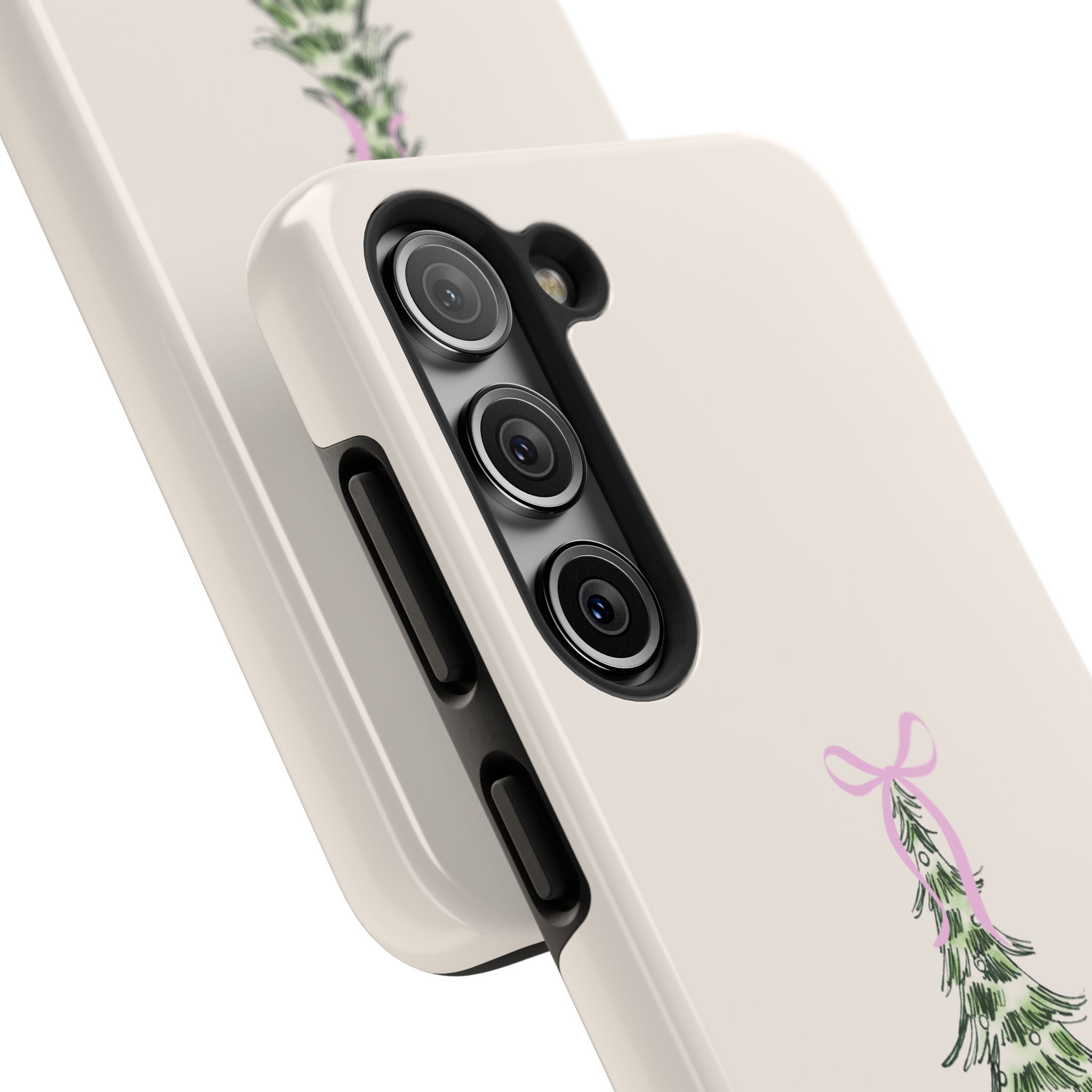 Festive Pink Bow Christmas Tree Phone Case