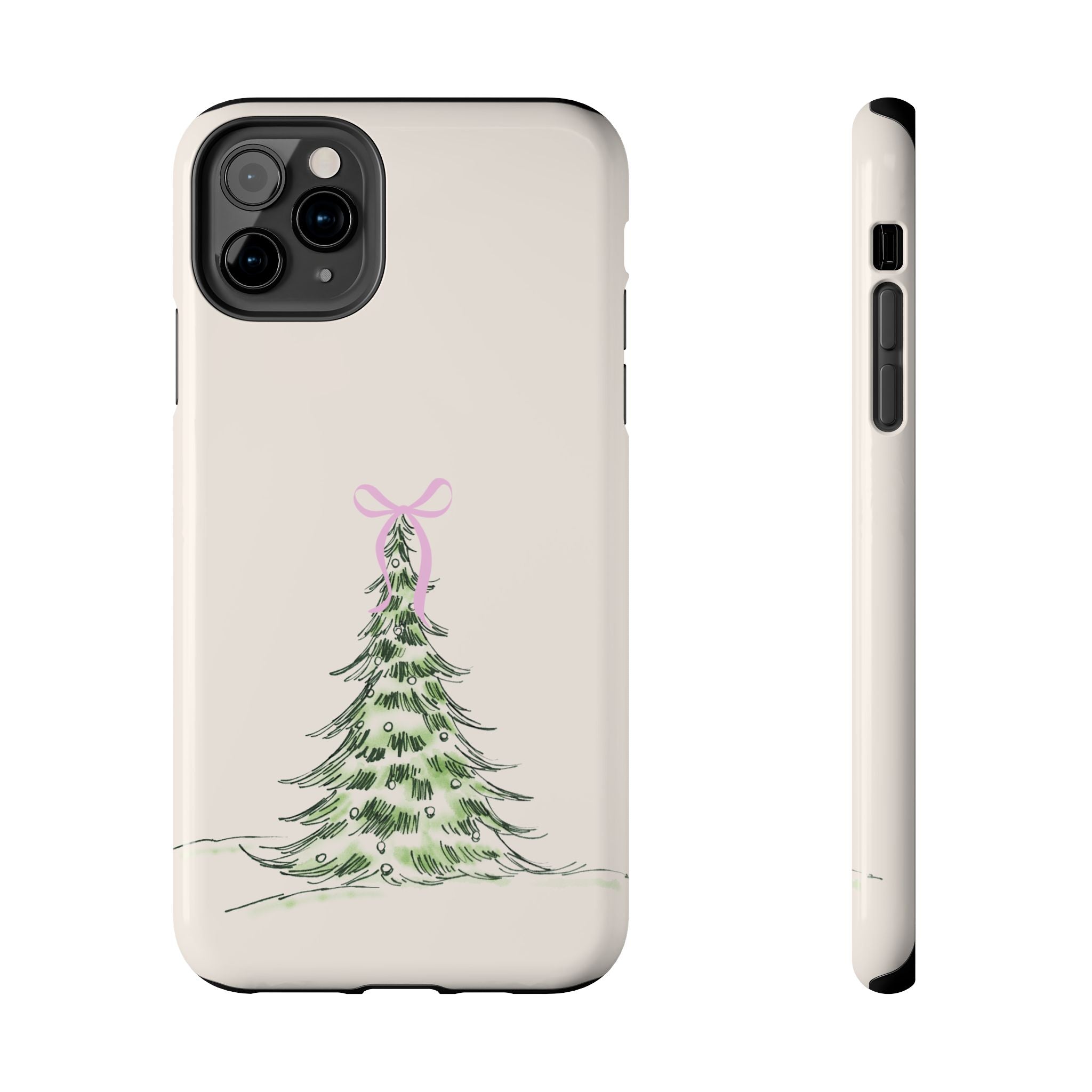 Festive Pink Bow Christmas Tree Phone Case
