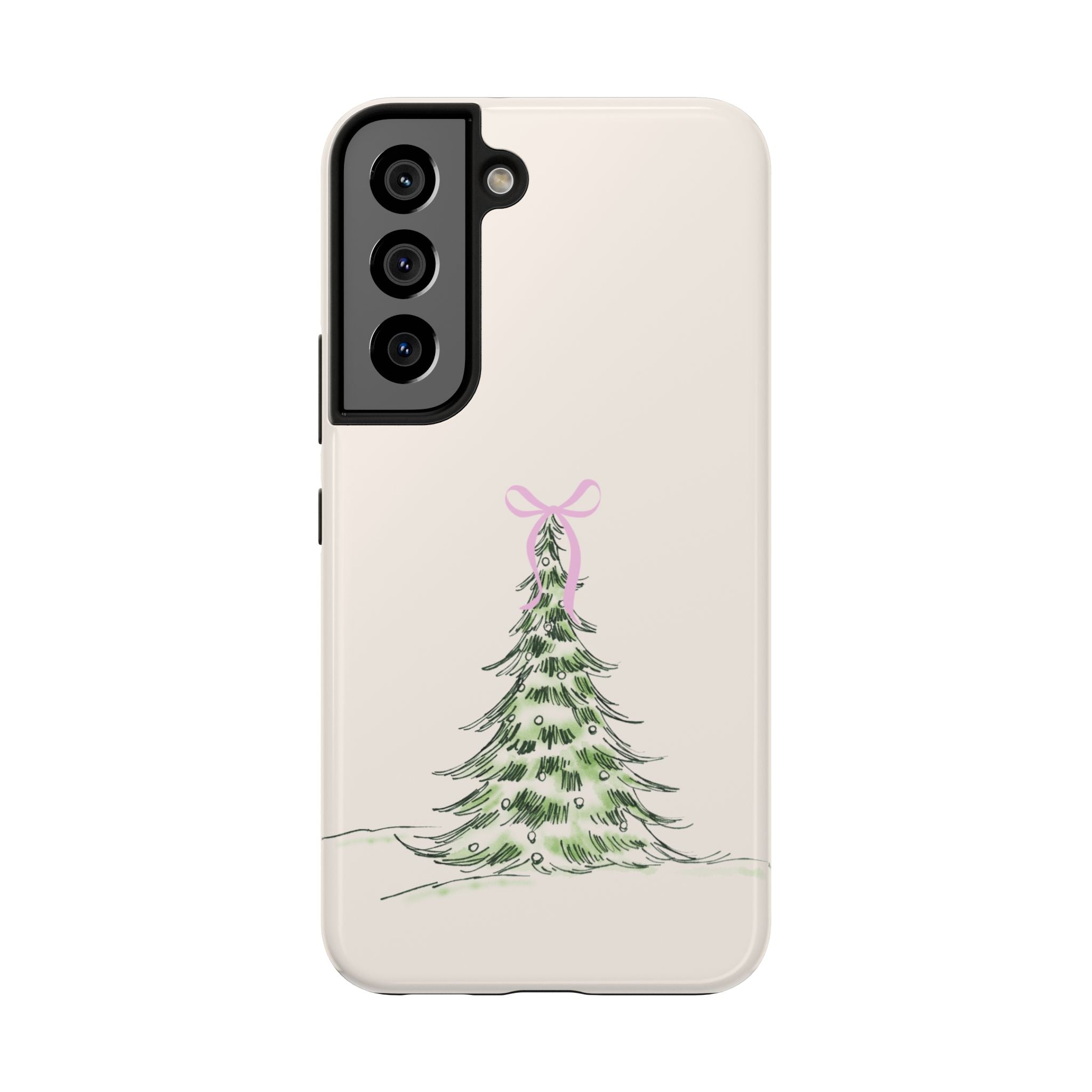 Festive Pink Bow Christmas Tree Phone Case