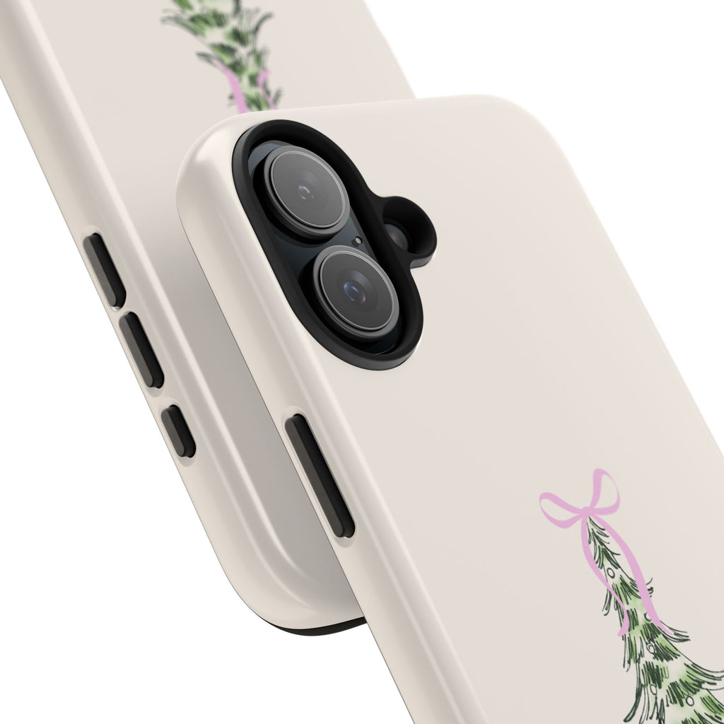 Festive Pink Bow Christmas Tree Phone Case