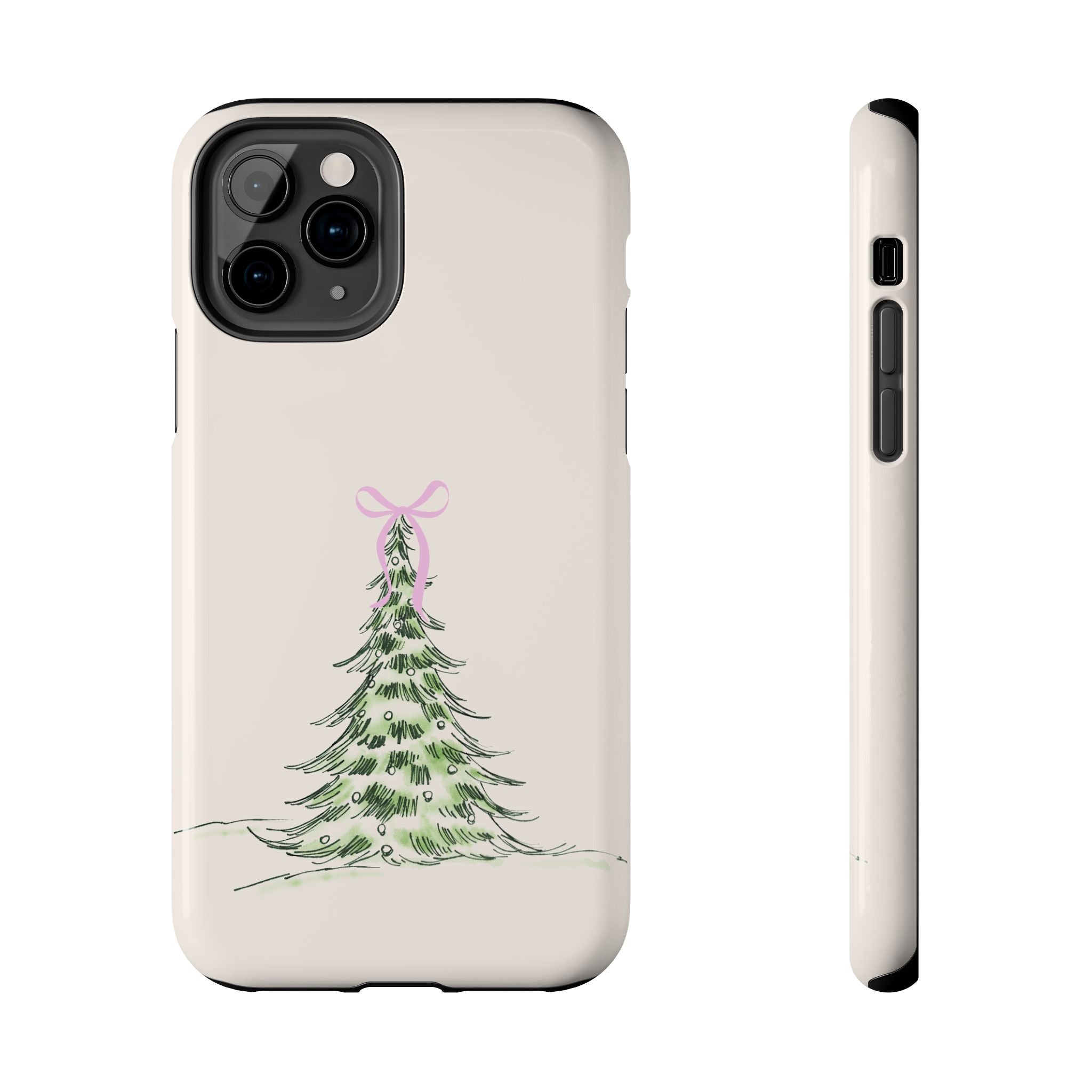 Festive Pink Bow Christmas Tree Phone Case