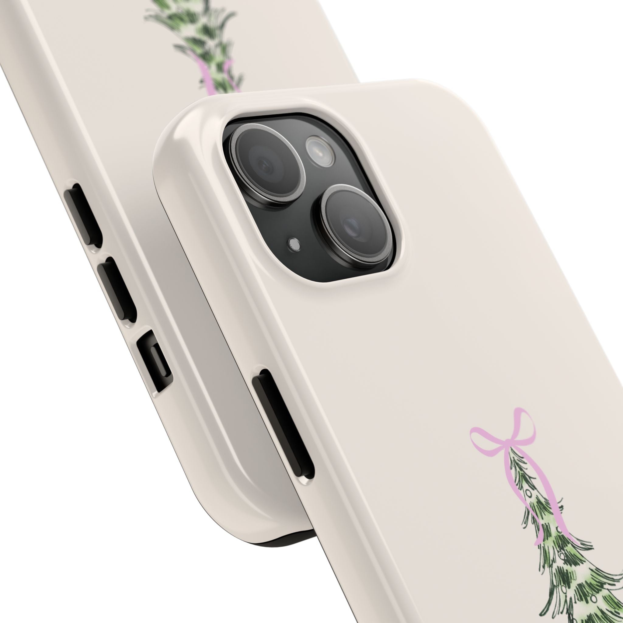 Festive Pink Bow Christmas Tree Phone Case