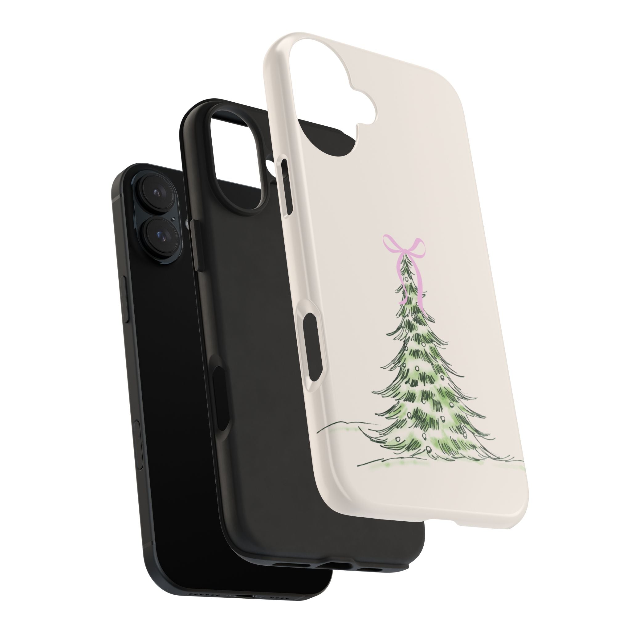 Festive Pink Bow Christmas Tree Phone Case