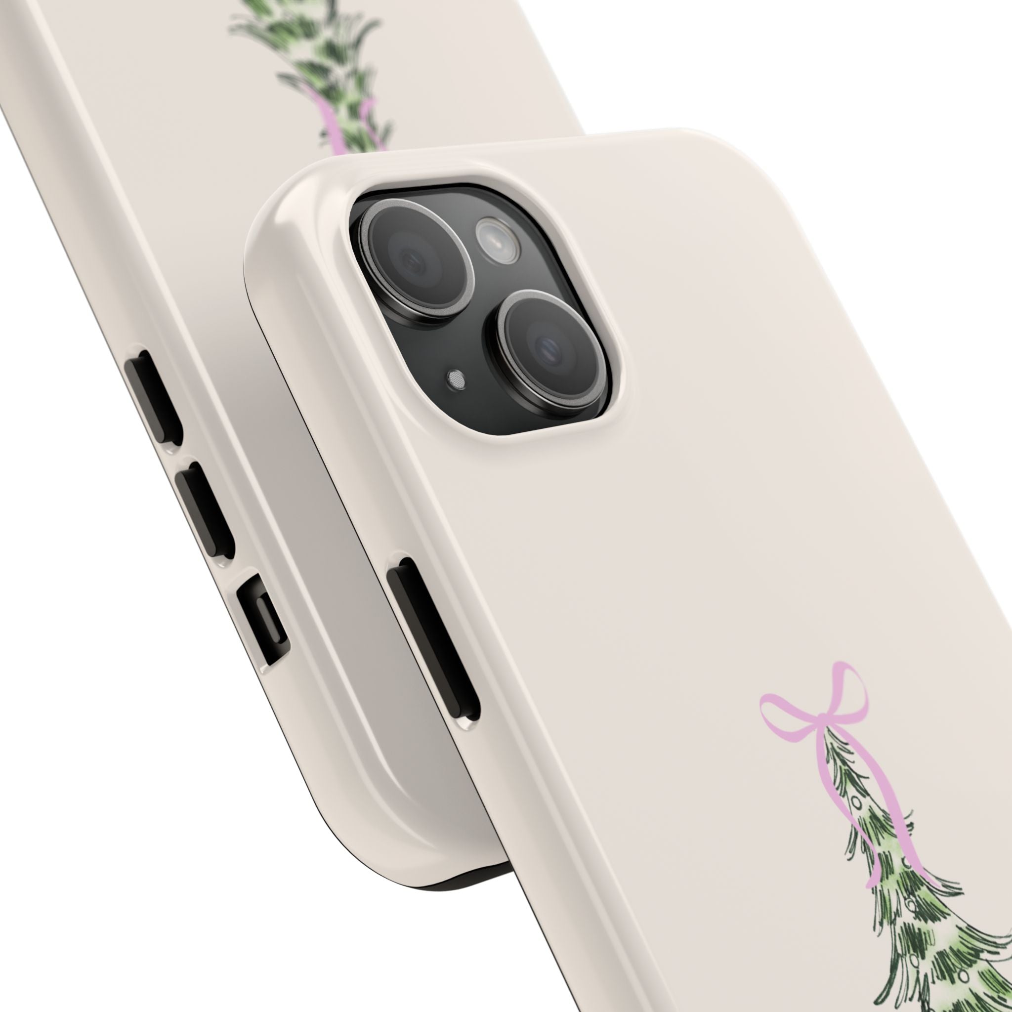 Festive Pink Bow Christmas Tree Phone Case