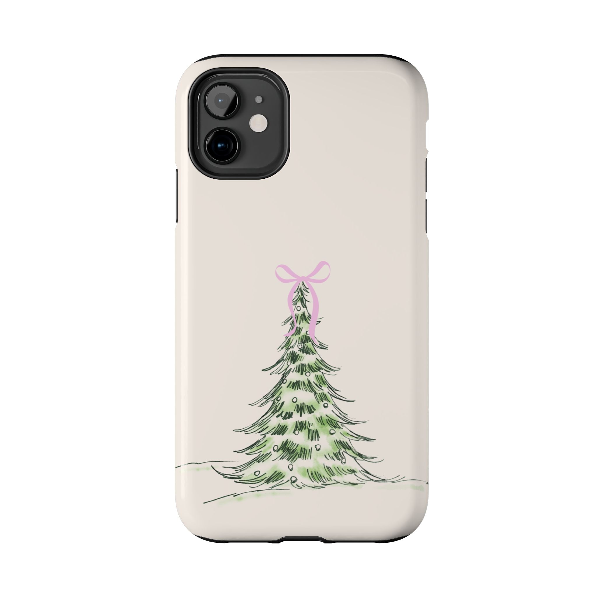 Festive Pink Bow Christmas Tree Phone Case