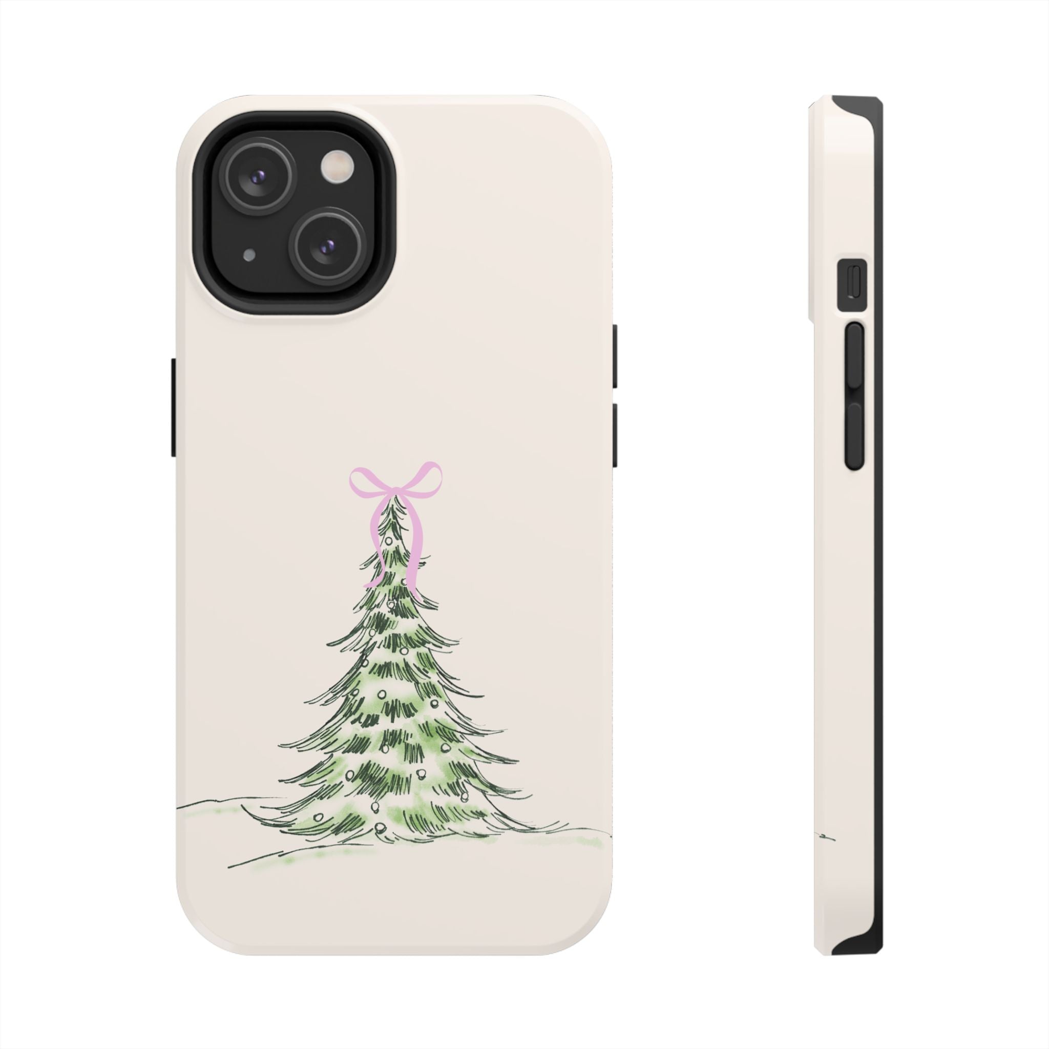 Festive Pink Bow Christmas Tree Phone Case