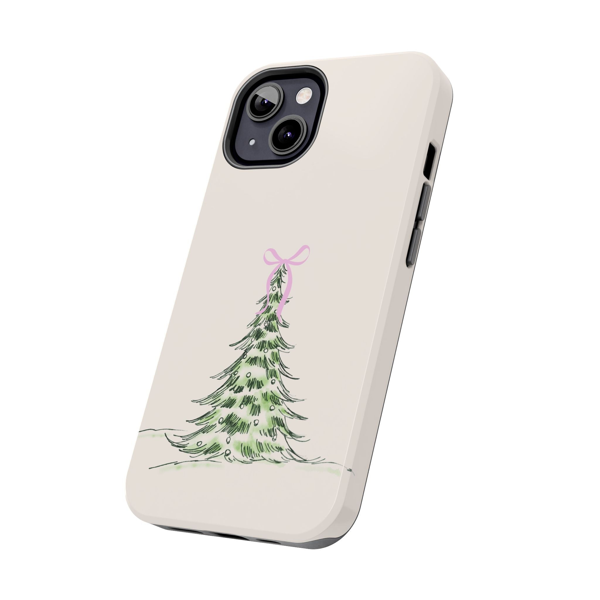 Festive Pink Bow Christmas Tree Phone Case