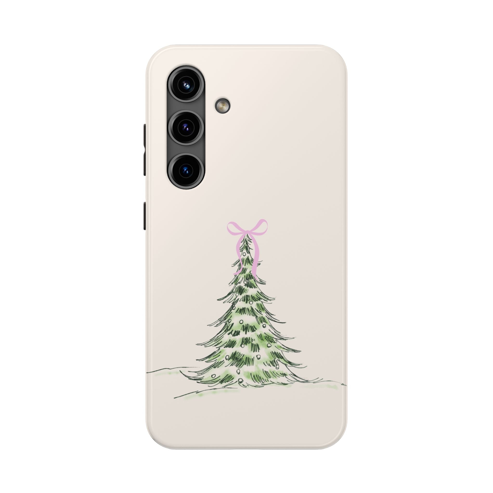 Festive Pink Bow Christmas Tree Phone Case