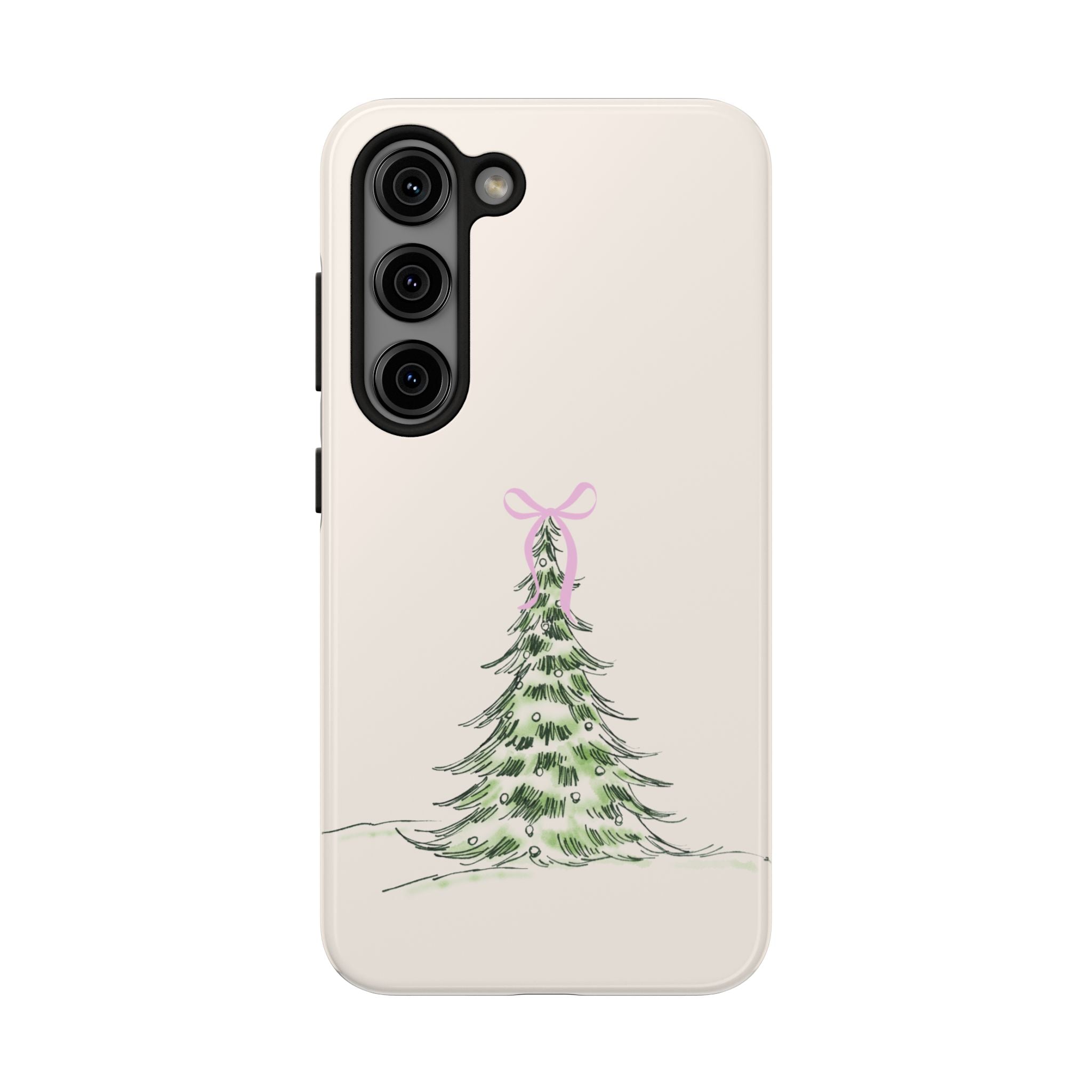 Festive Pink Bow Christmas Tree Phone Case