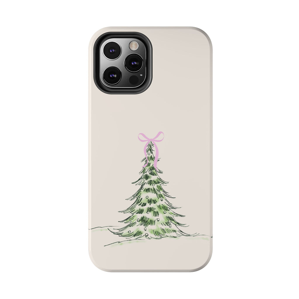 Festive Pink Bow Christmas Tree Phone Case