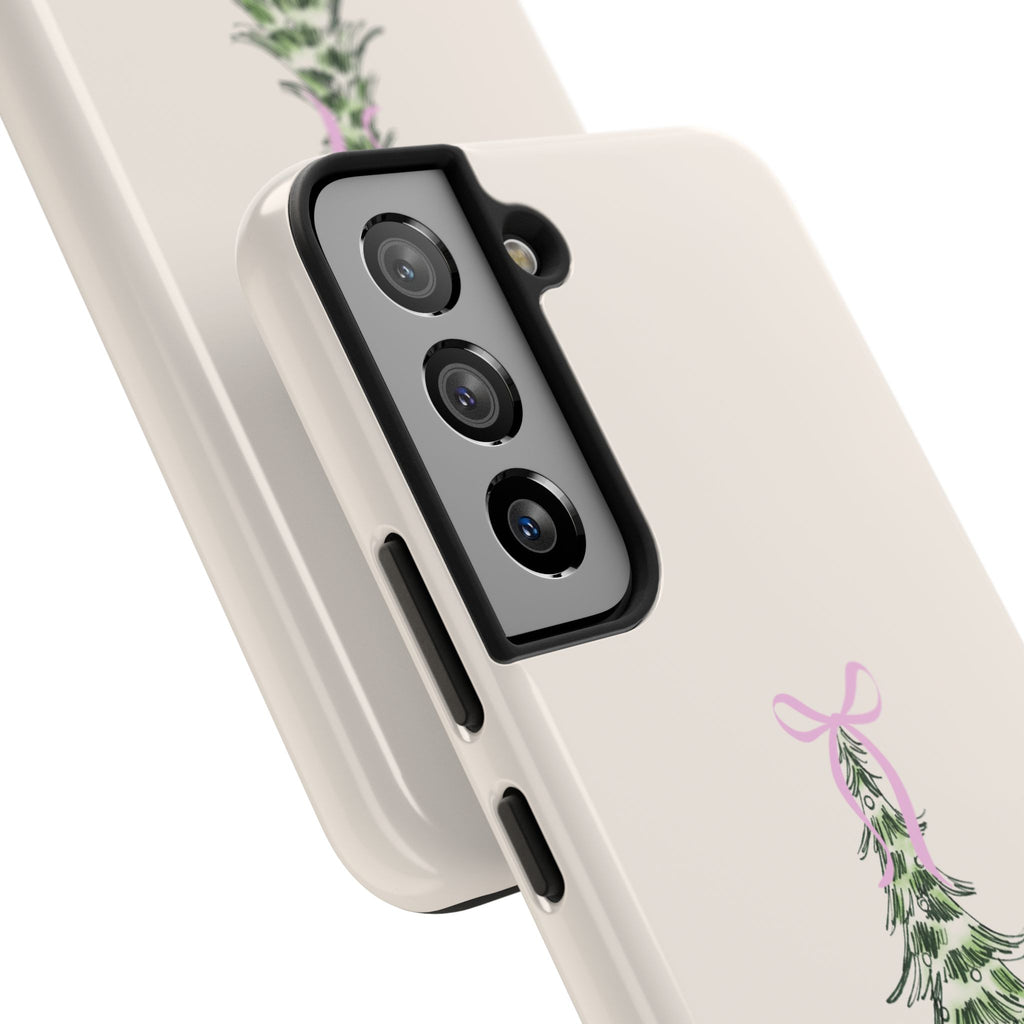 Festive Pink Bow Christmas Tree Phone Case