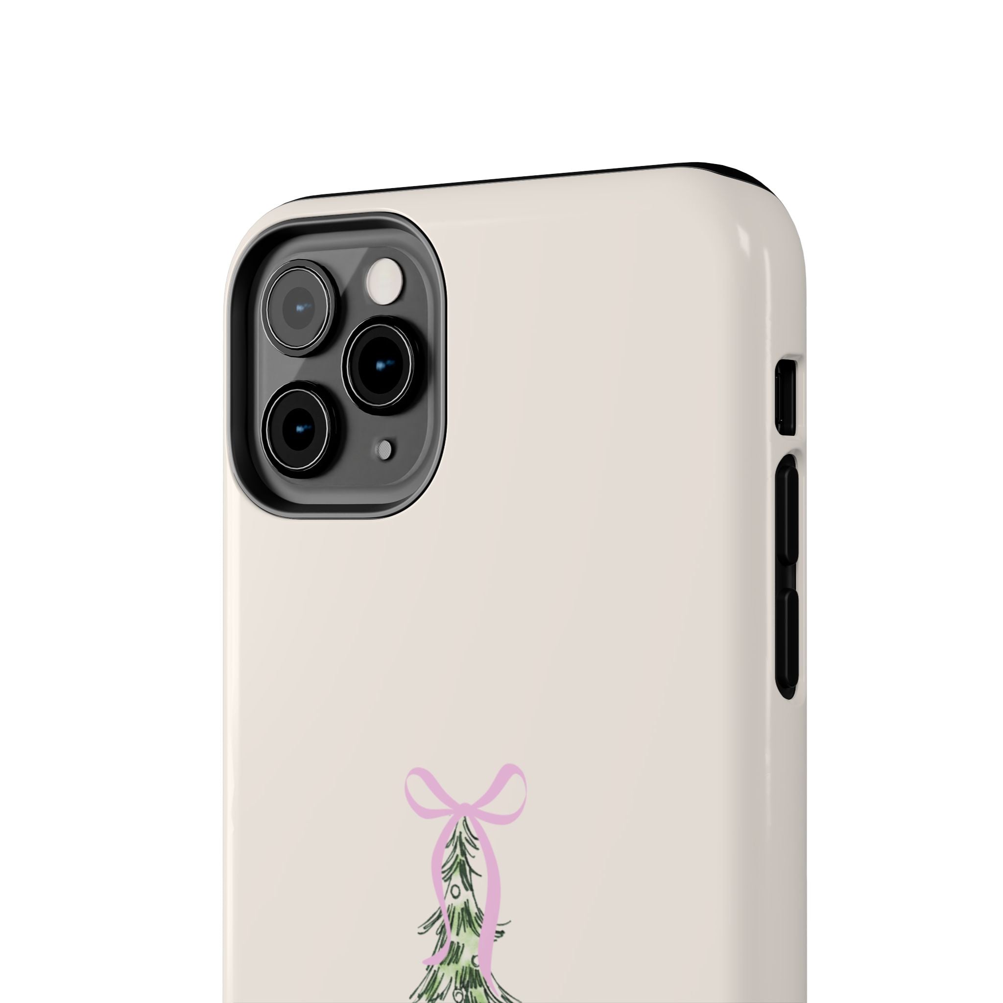 Festive Pink Bow Christmas Tree Phone Case
