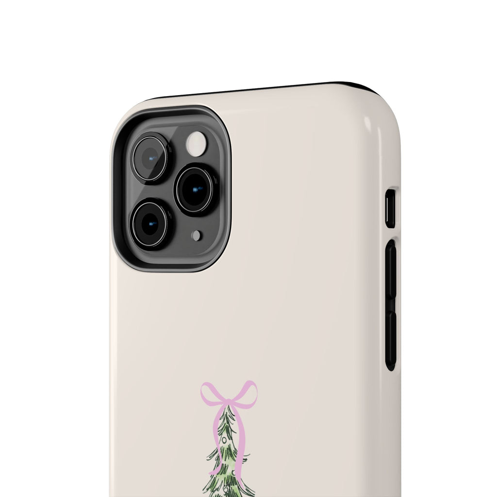 Festive Pink Bow Christmas Tree Phone Case