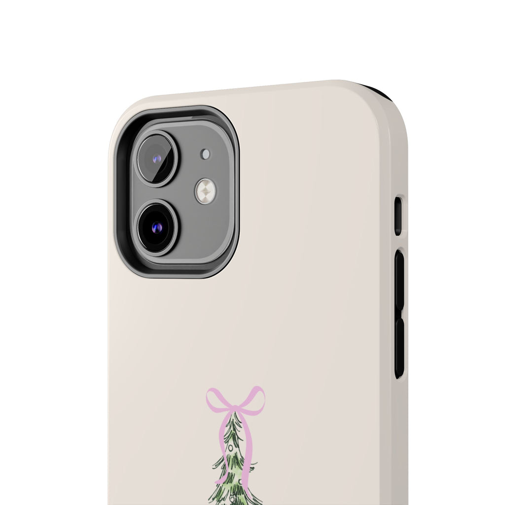 Festive Pink Bow Christmas Tree Phone Case