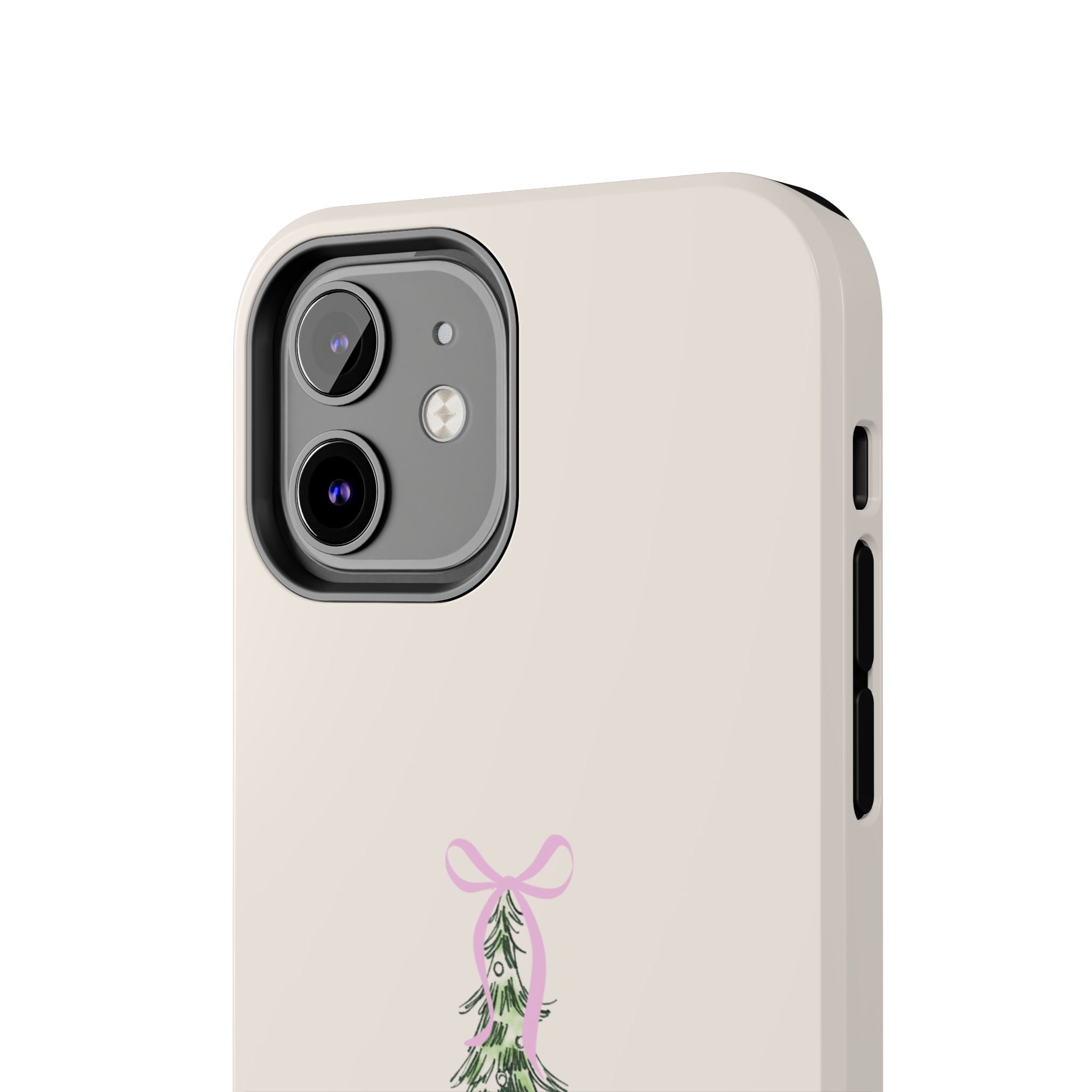 Festive Pink Bow Christmas Tree Phone Case