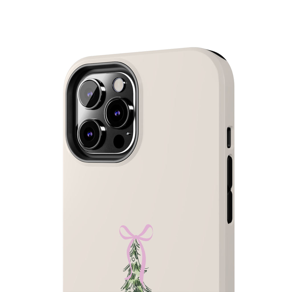 Festive Pink Bow Christmas Tree Phone Case